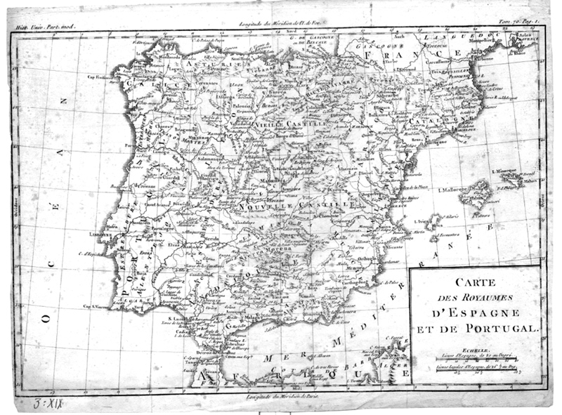 Carte des Royaumes D`Espagne et de Portugal