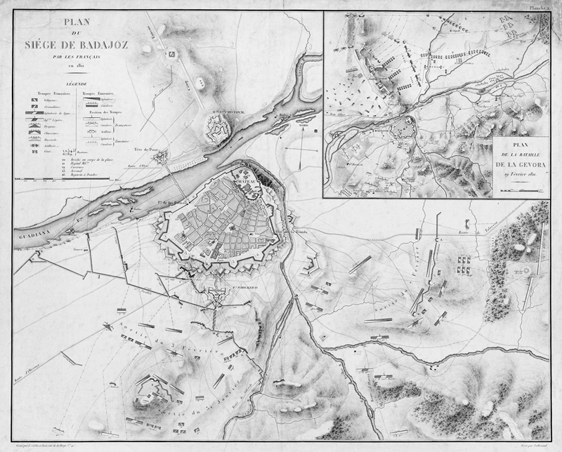 Plan du Siège de Badajoz par les français