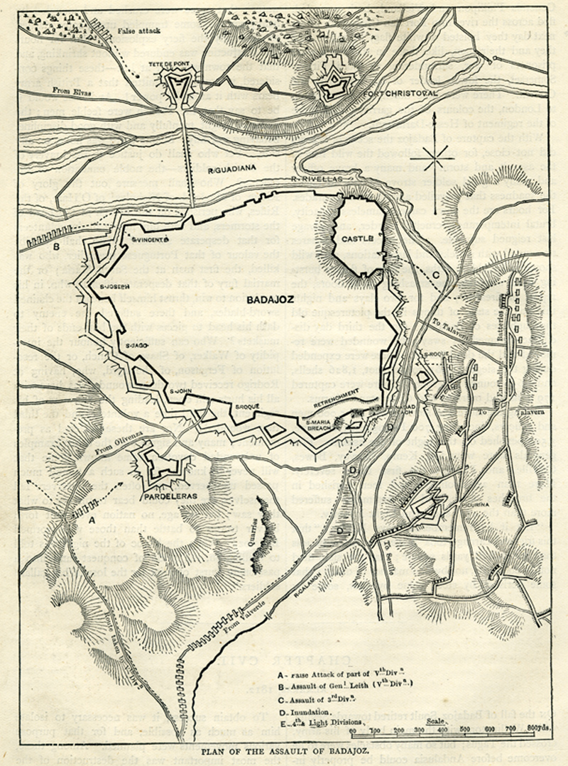 Plan of the assault of Badajoz