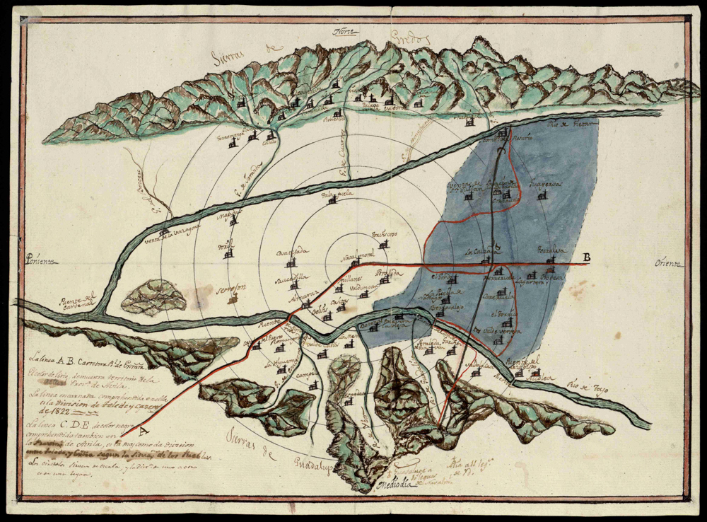 Plano Topográfico de la comprehensión de cinco leguas de Navalmoral de la Mata