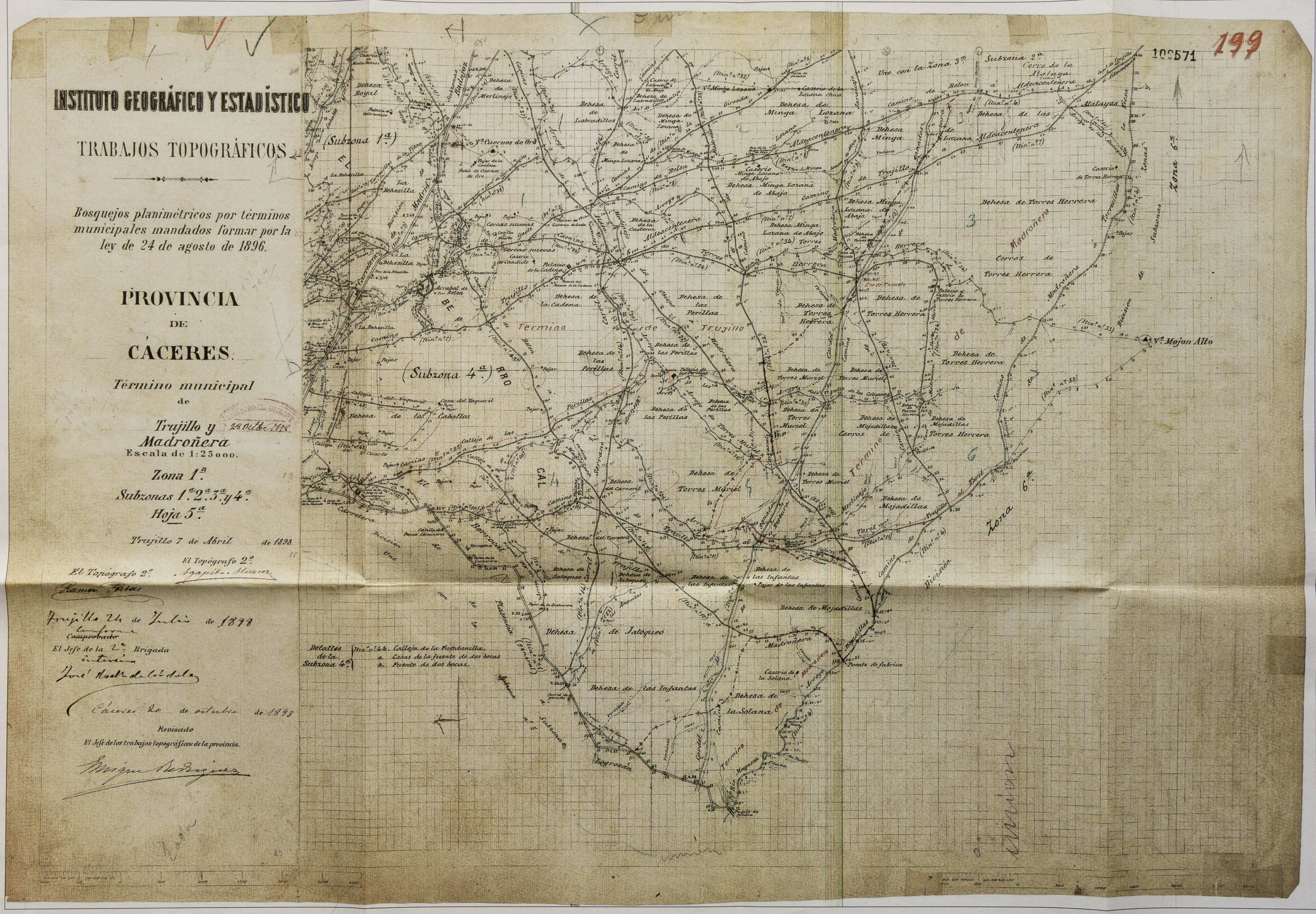 Provincia de Cáceres : Término municipal de Trujillo y Madroñera : Zona 1ª, Subzonas 1ª, 2ª, 3ª y 4ª