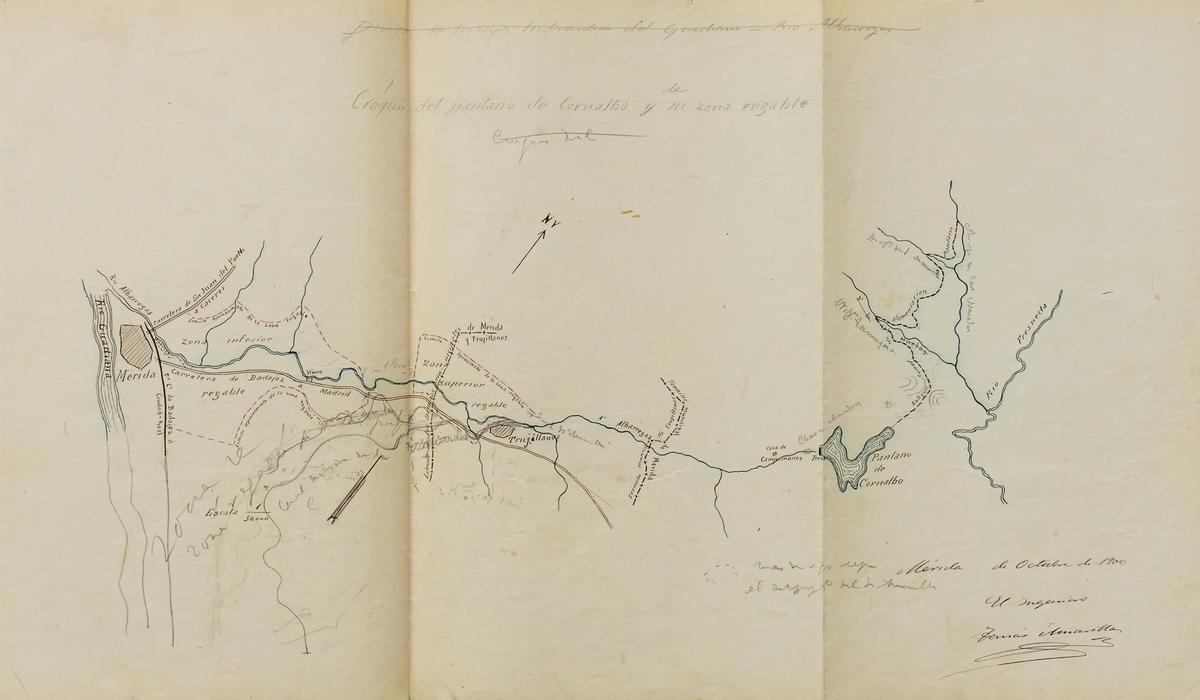 Croquis del Pantano de Cornalbo [sic] y de su zona regable