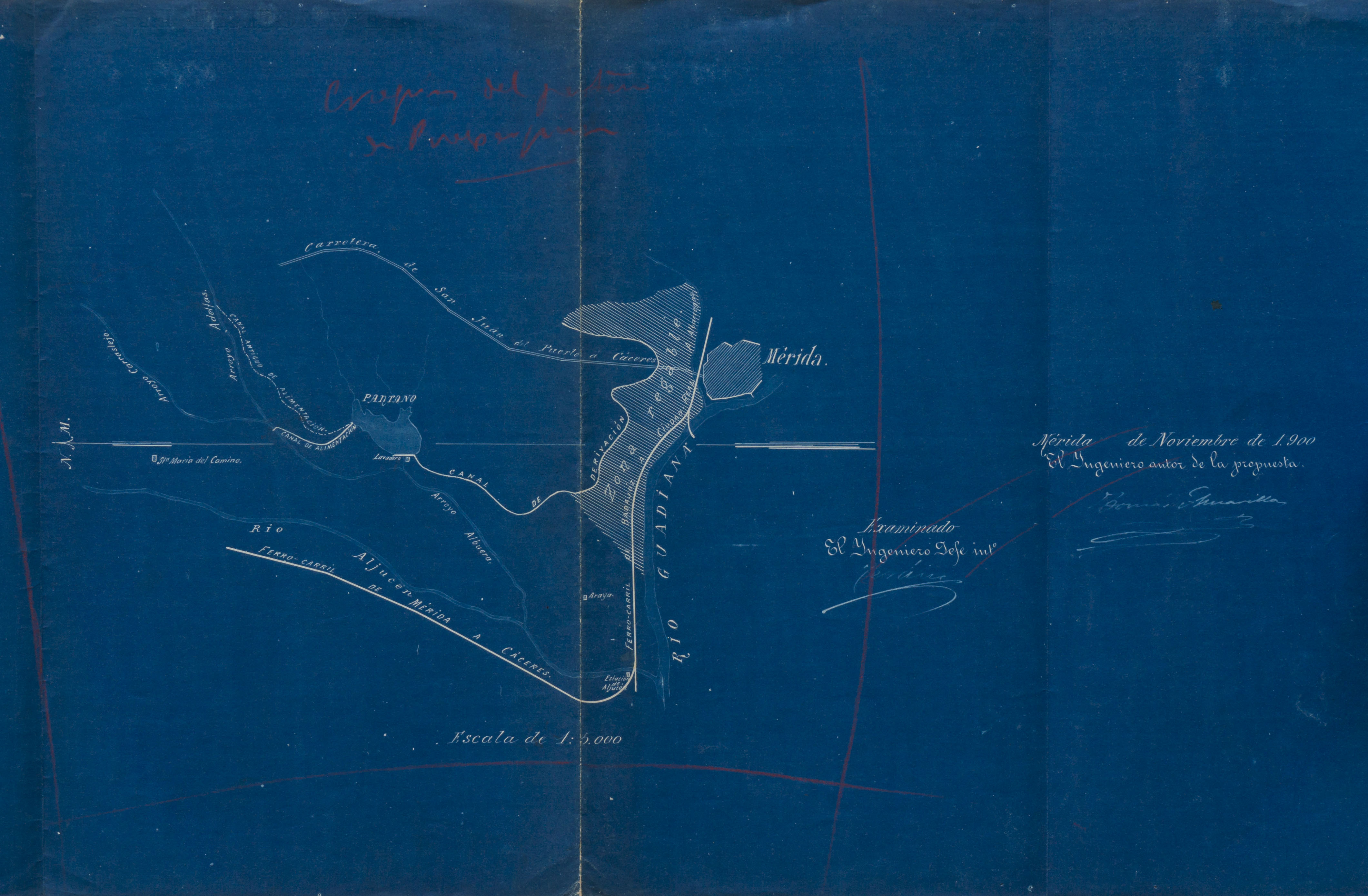 [Plano del pantano de Proserpina, canal de derivación y su zona regable]