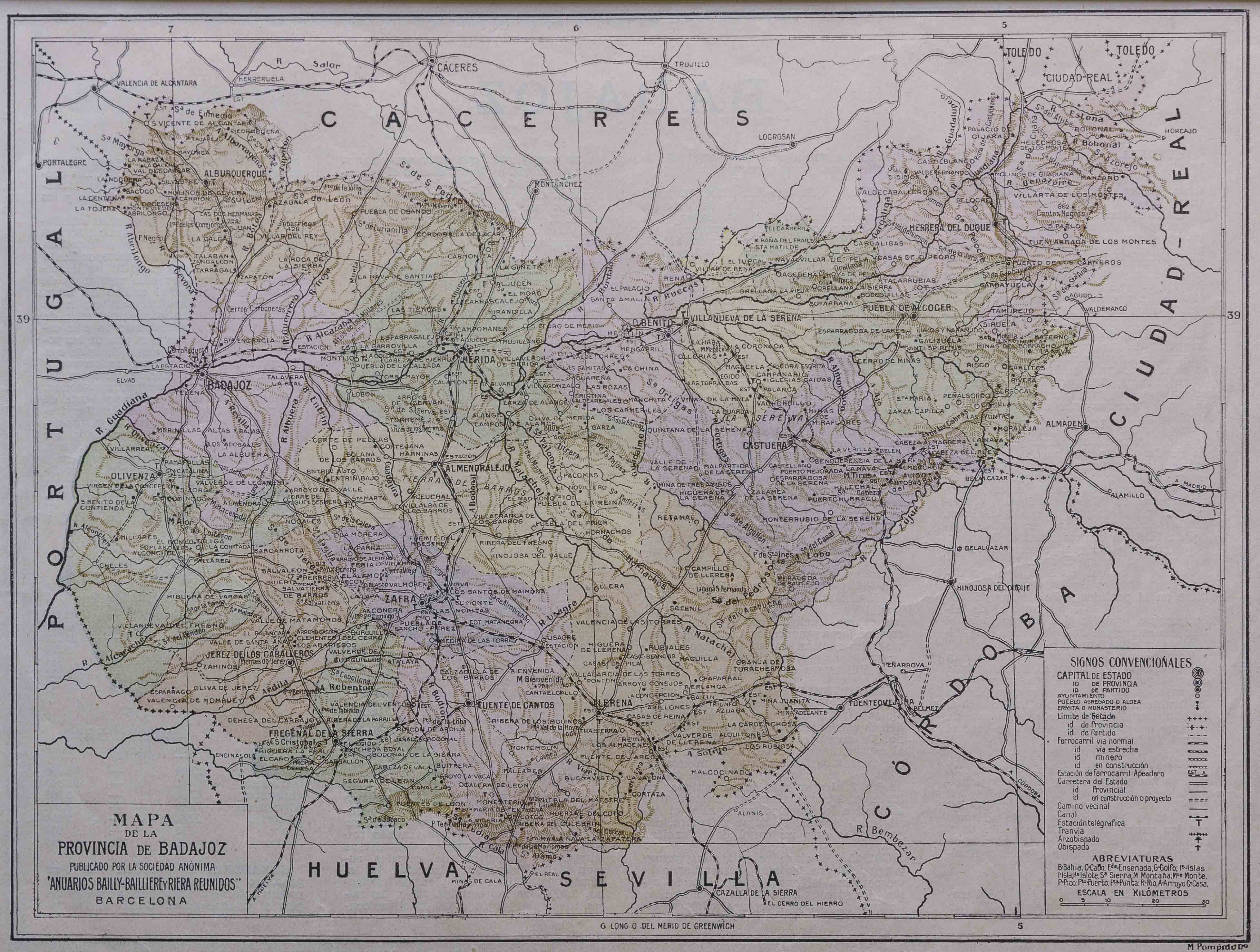 Mapa de la provincia de Badajoz