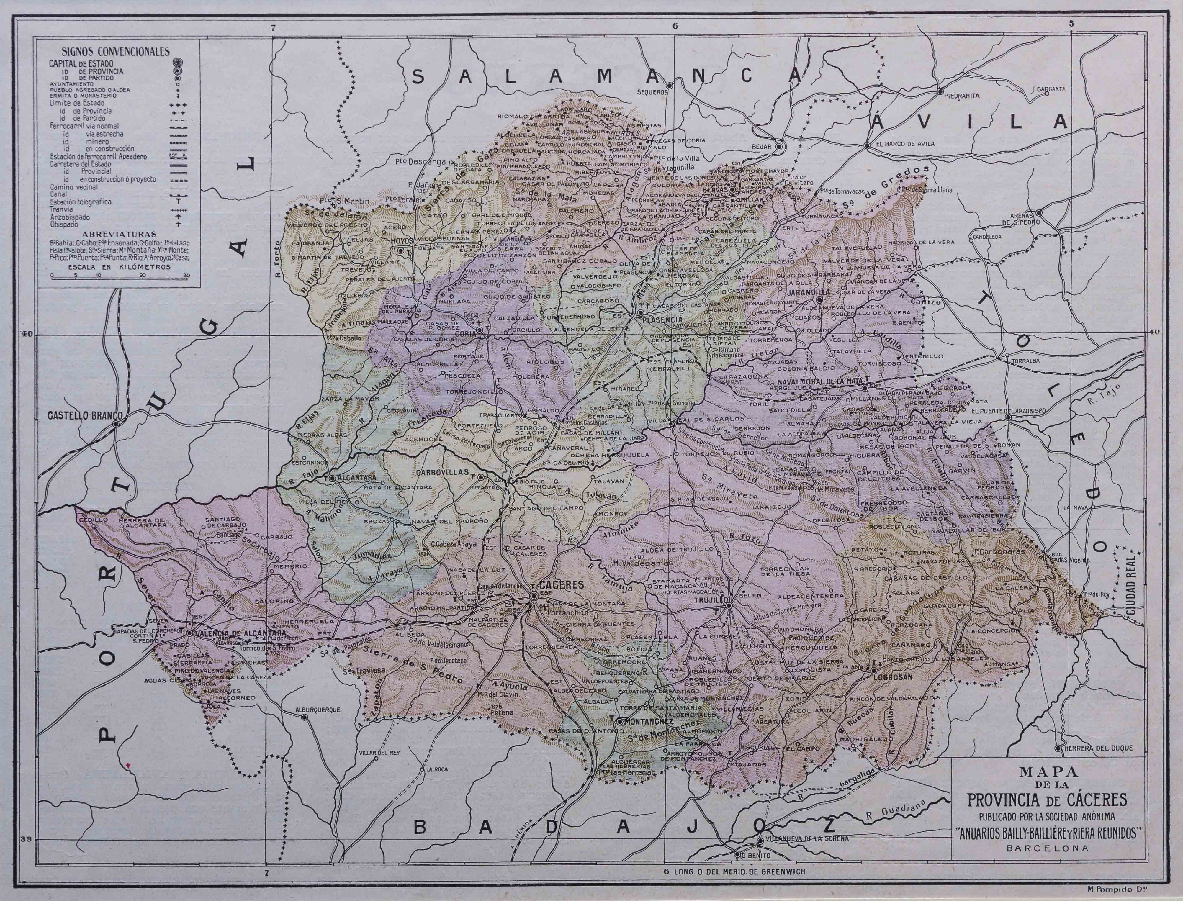 Mapa de la provincia de Cáceres