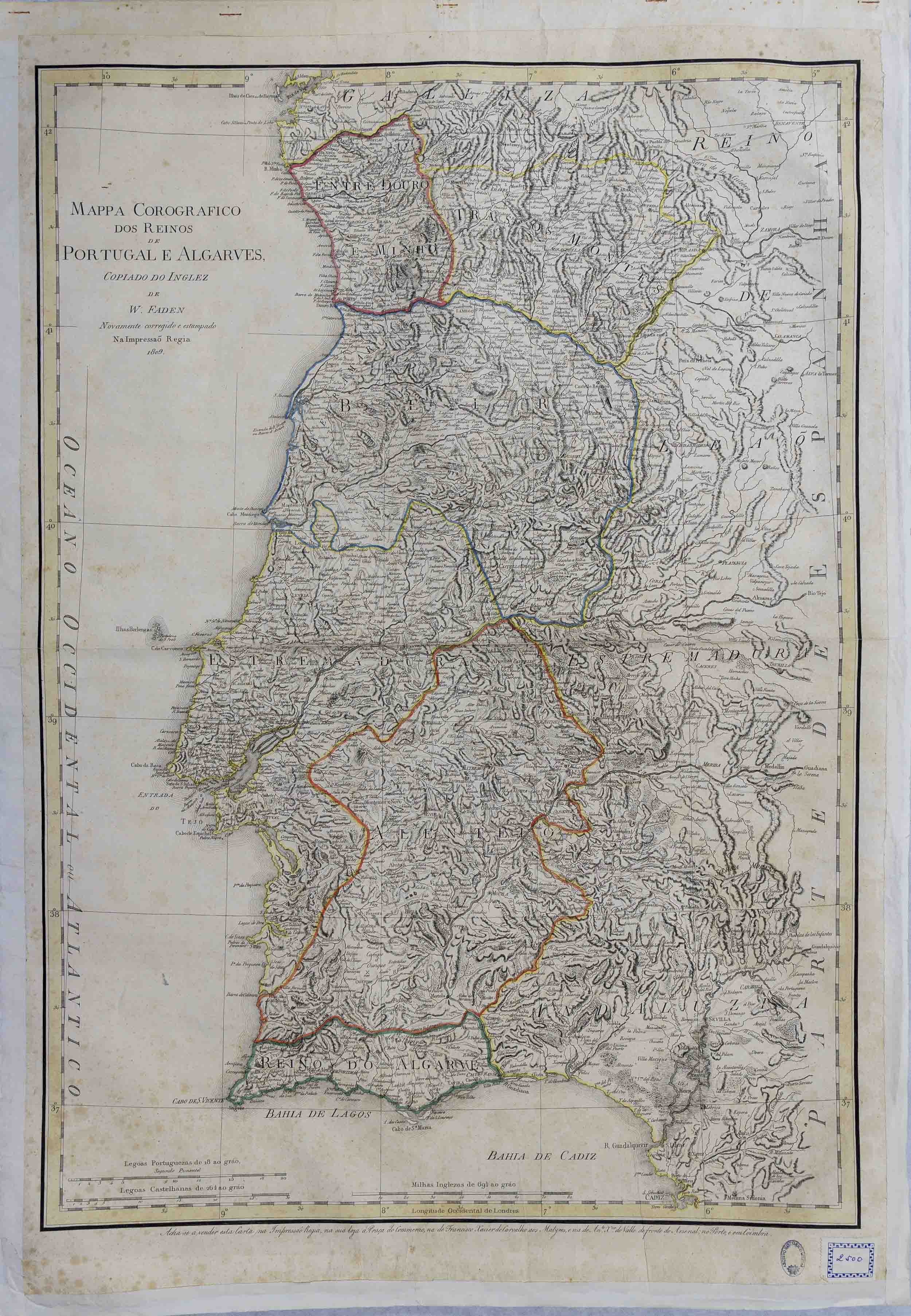 Mappa corográfico dos reynos de Portugal e Algarves, copiado do ingles de W. Faden