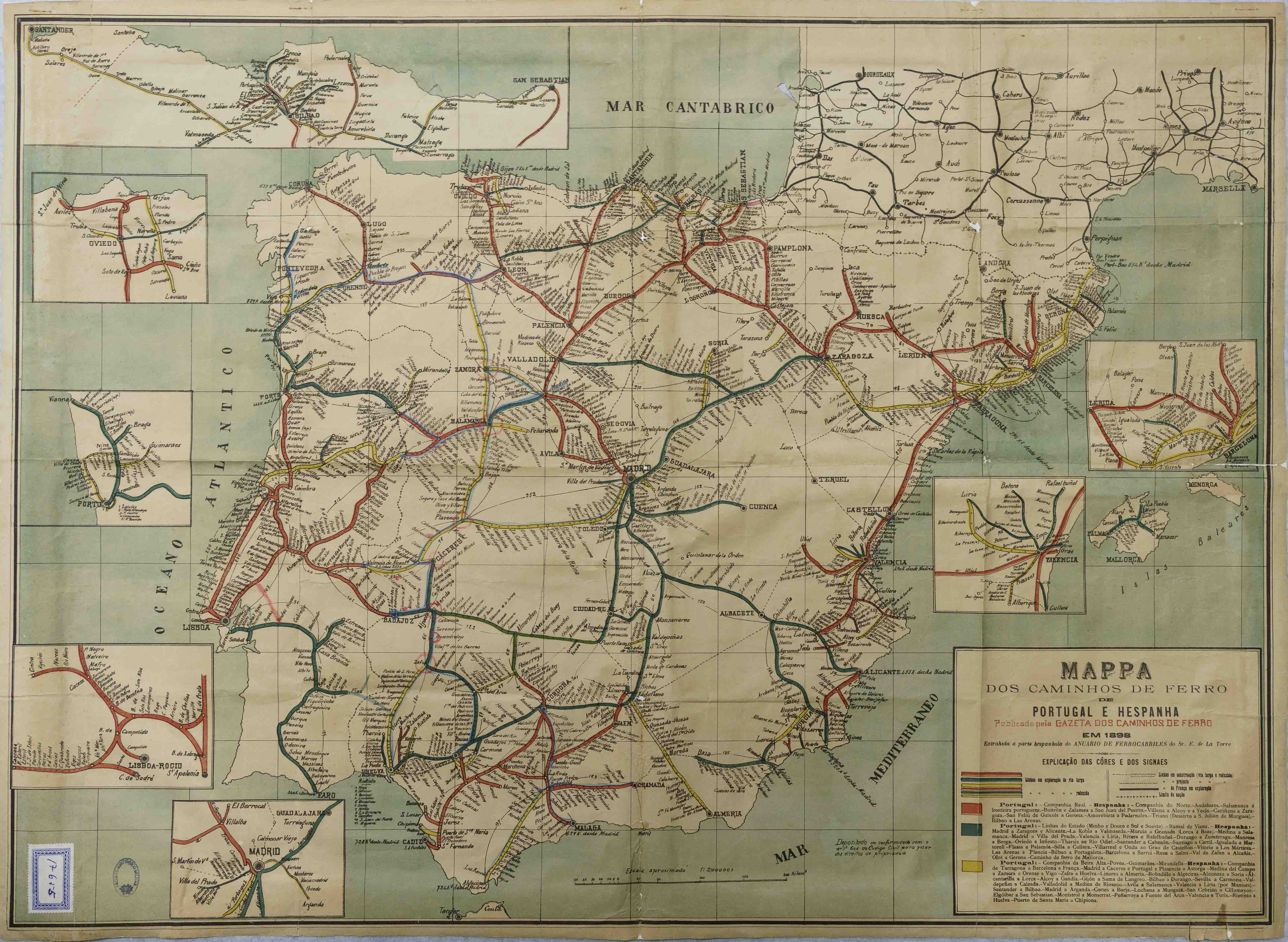 Mappa dos Caminhos de Ferro de Portugal e Hespanha