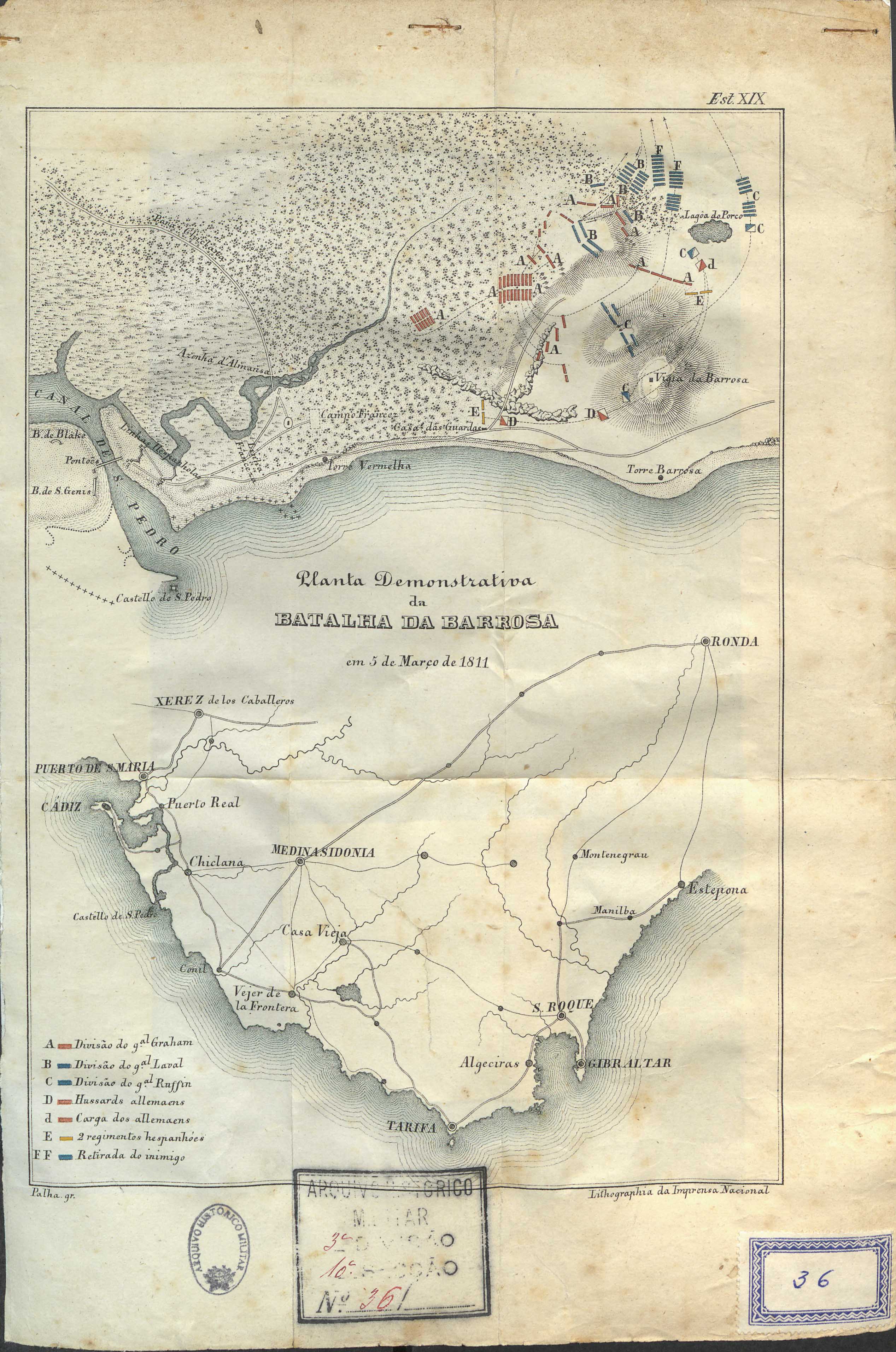 Planta demonstrativa da batalha da Albuera em 5 de março de 1811