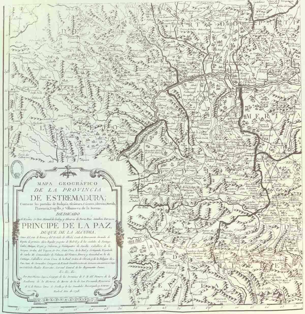 Mapa geográfico de la Provincia de Estremadura...