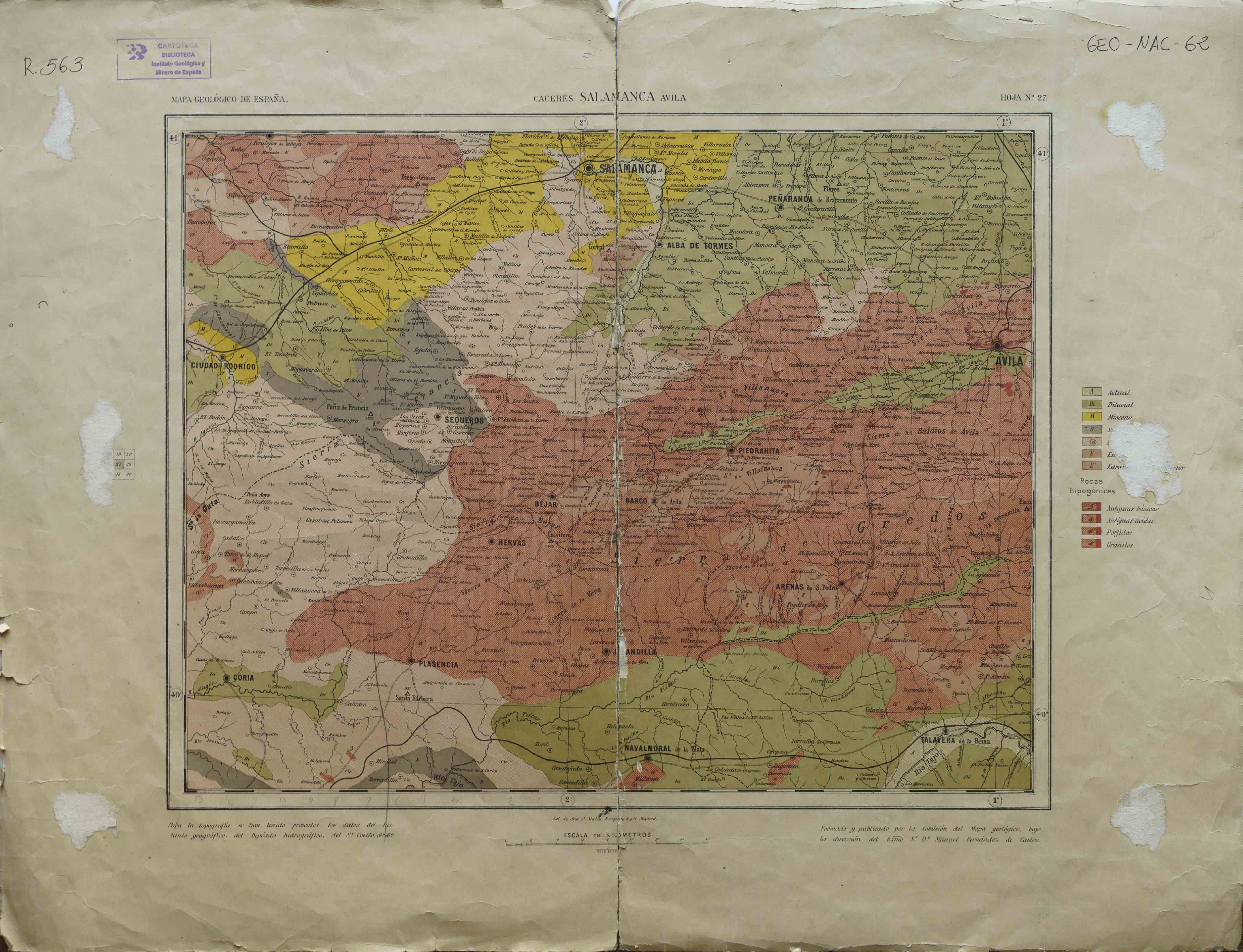 Mapa geológico de España : Cáceres, Salamanca, Ávila : hoja nº 27