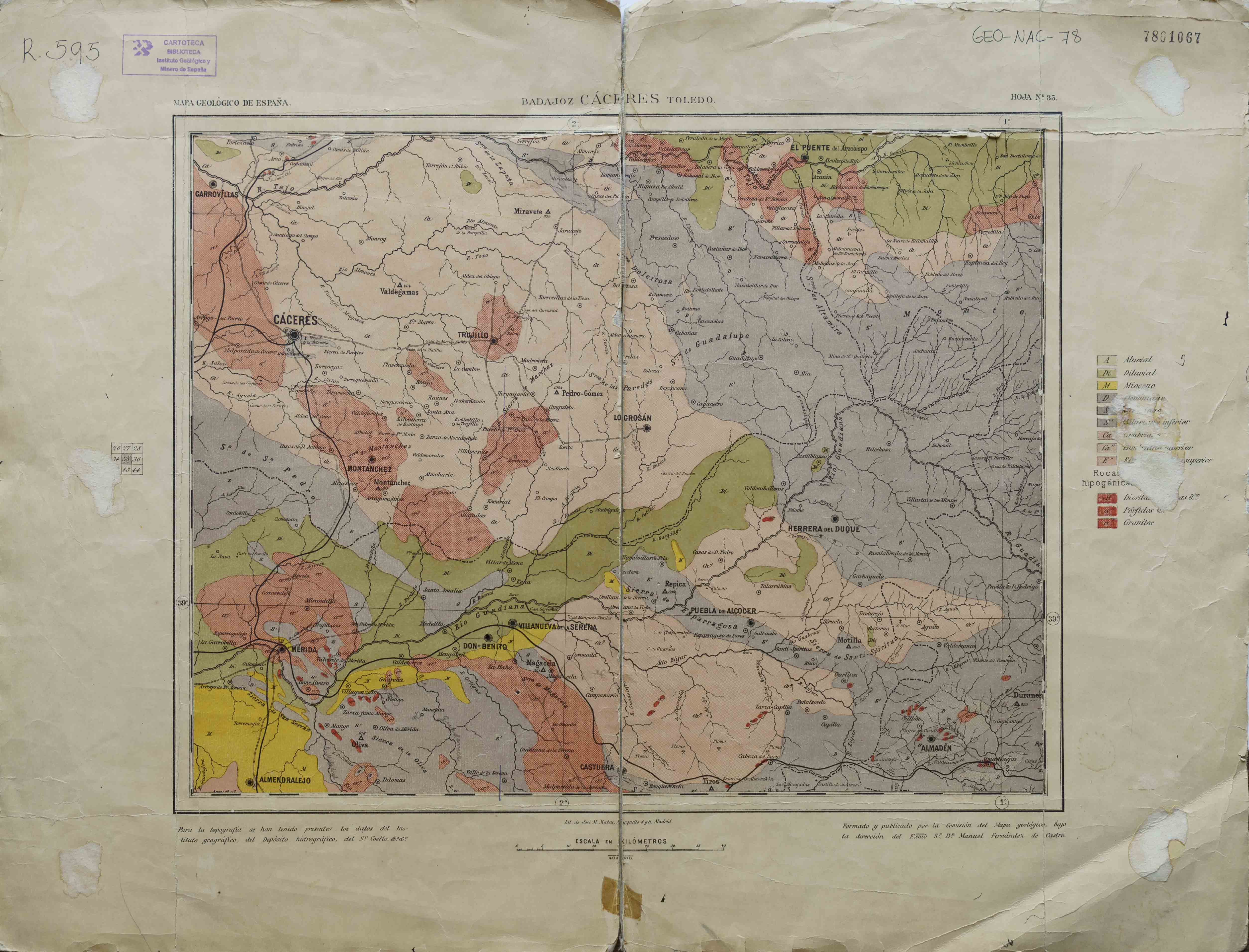 Mapa geológico de España : Cáceres, Badajoz, Toledo : hoja nº 35