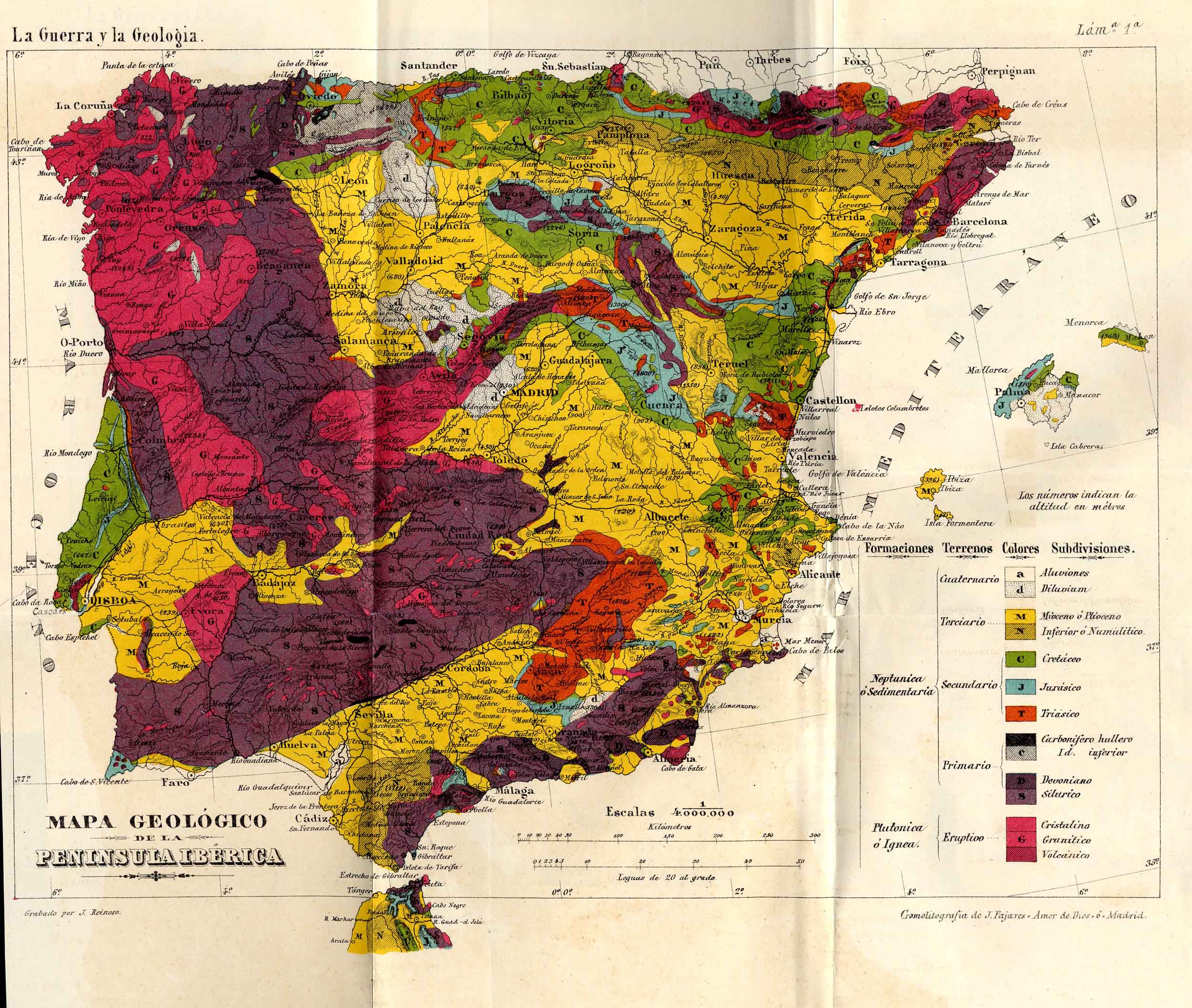 Mapa geológico de la Península Ibérica