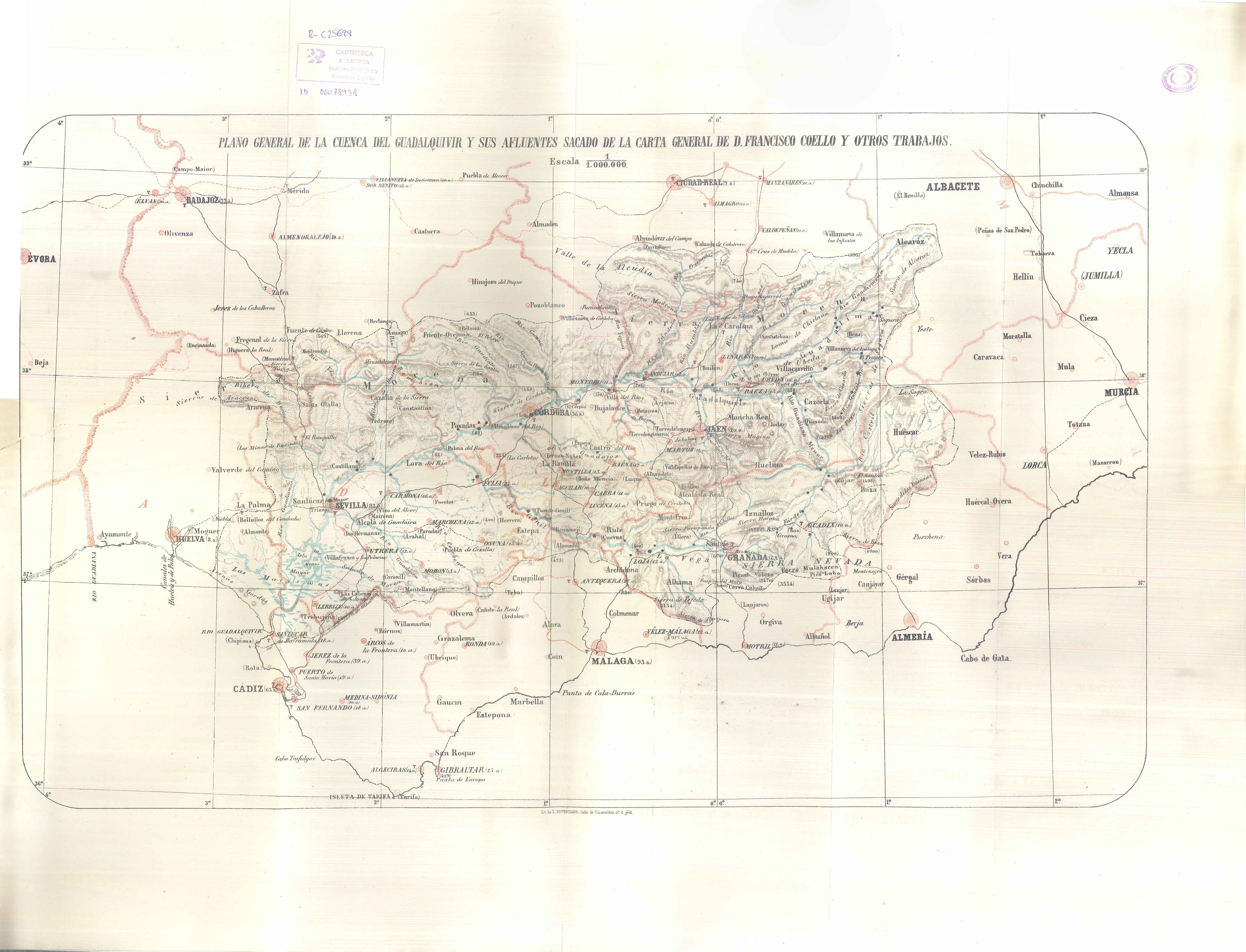 Plano general de la cuenca del Guadalquivir y sus afluentes...