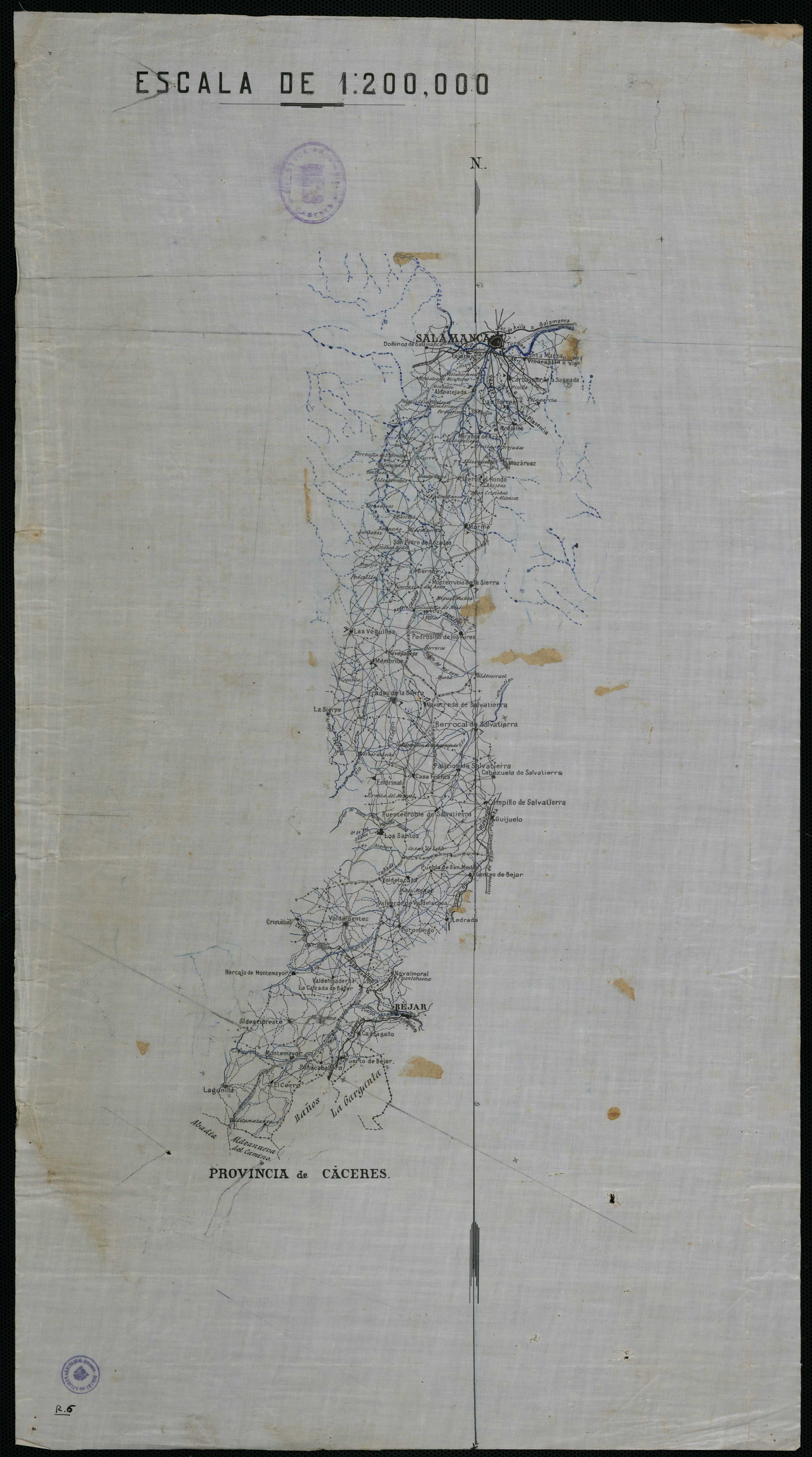 [Mapa de la calzada Vía de la Plata en el tramo entre Aldeanueva del Camino y la ciudad de Salamanca