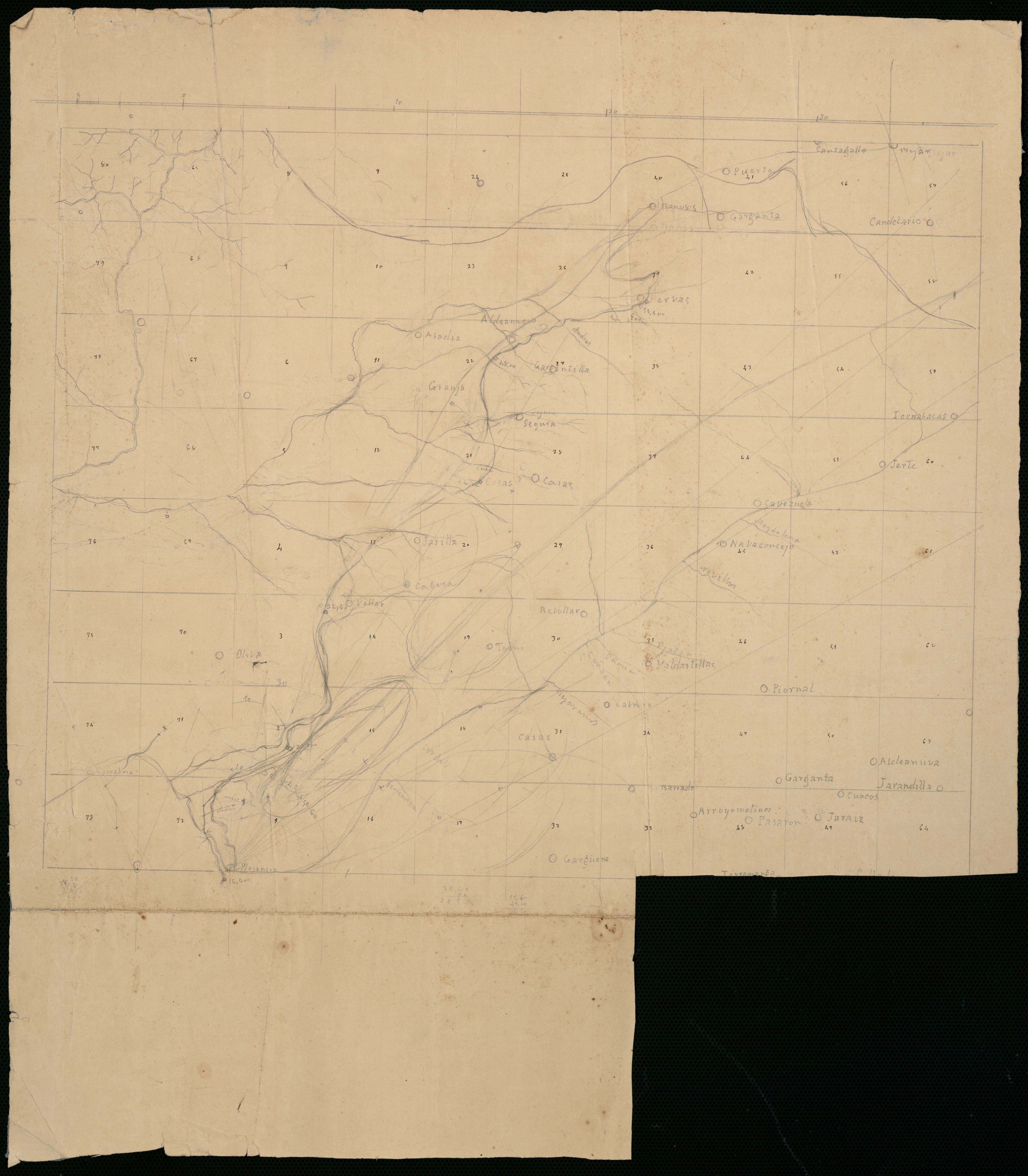 [Mapa del tramo de la Vía de la Plata desde Plasencia hasta Cantagallo]