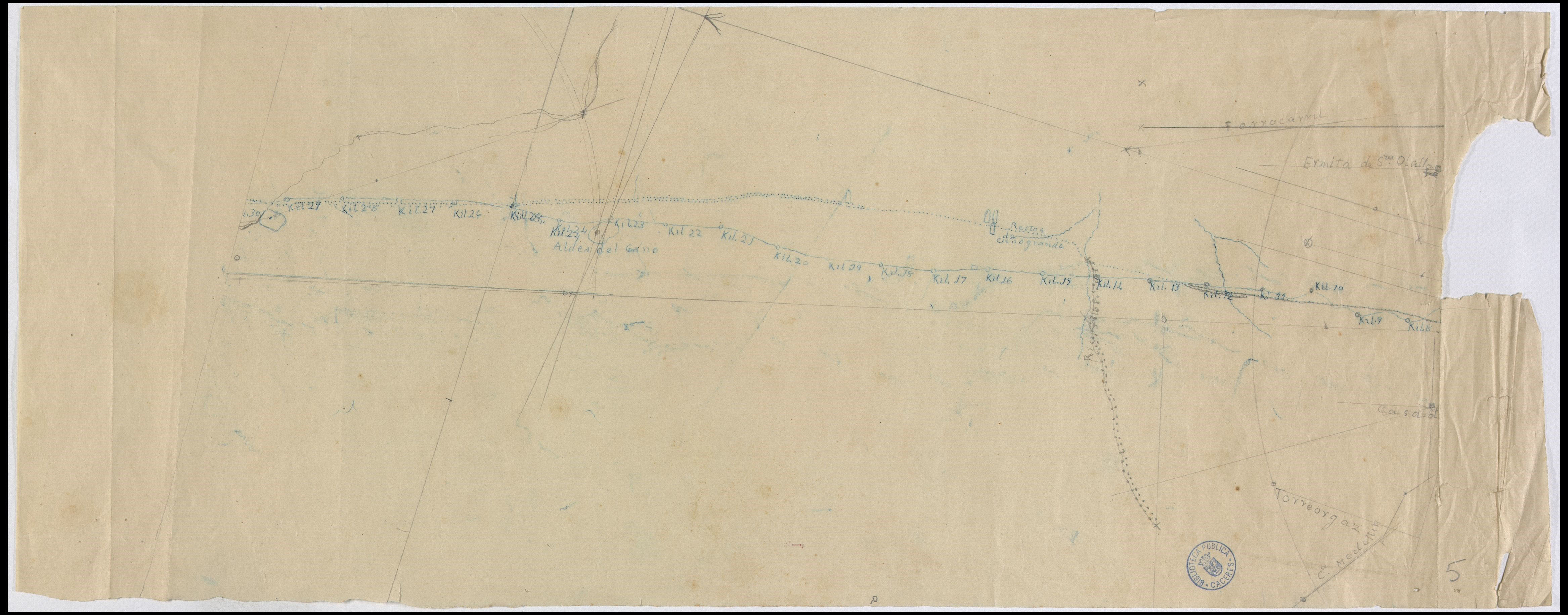 [Plano del camino de Casas de Don Antonio, Aldea del Cano y Aljucén]