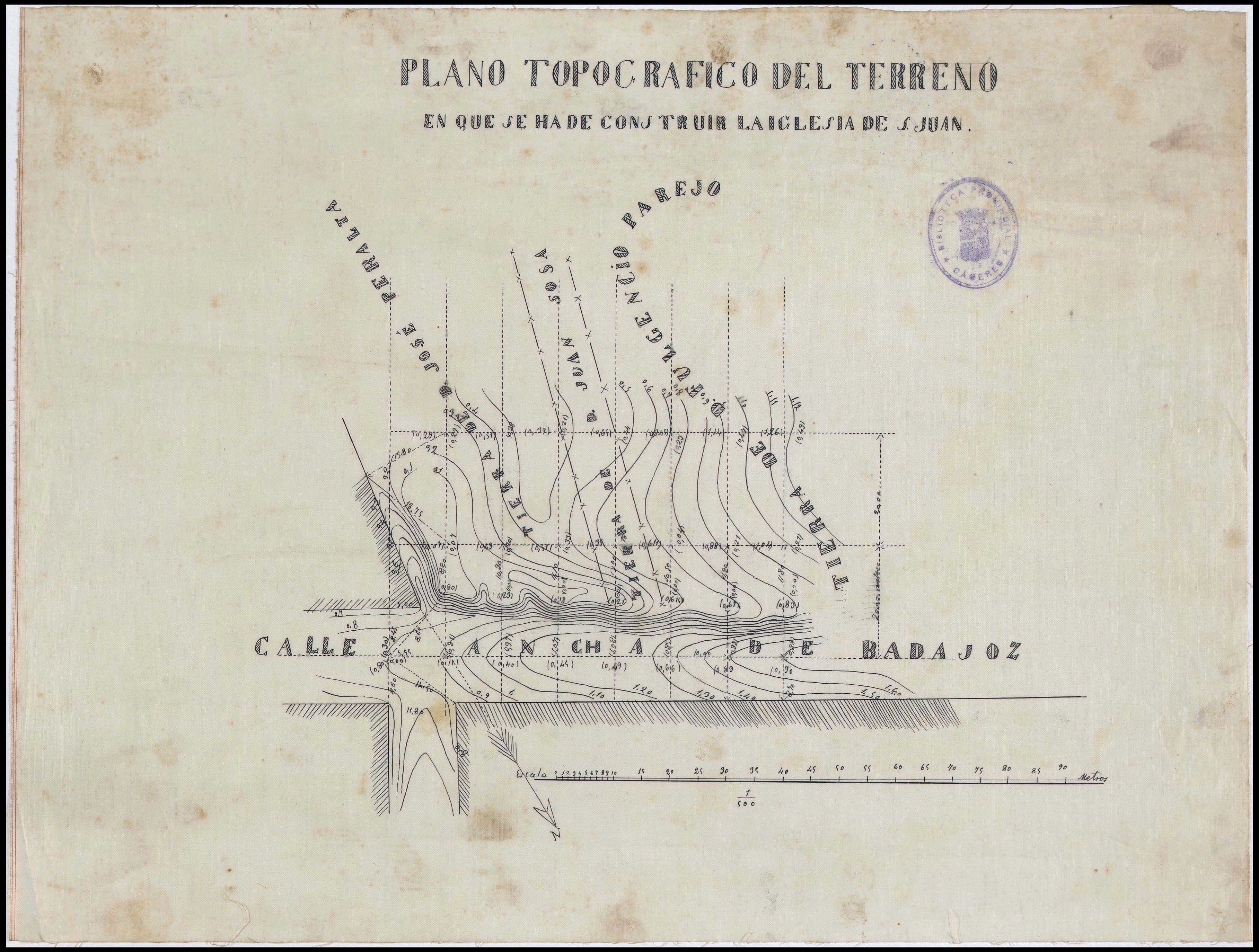 Plano topográfico del terreno en que se ha de construir la iglesia de S. Juan [Bautista en Don Benit