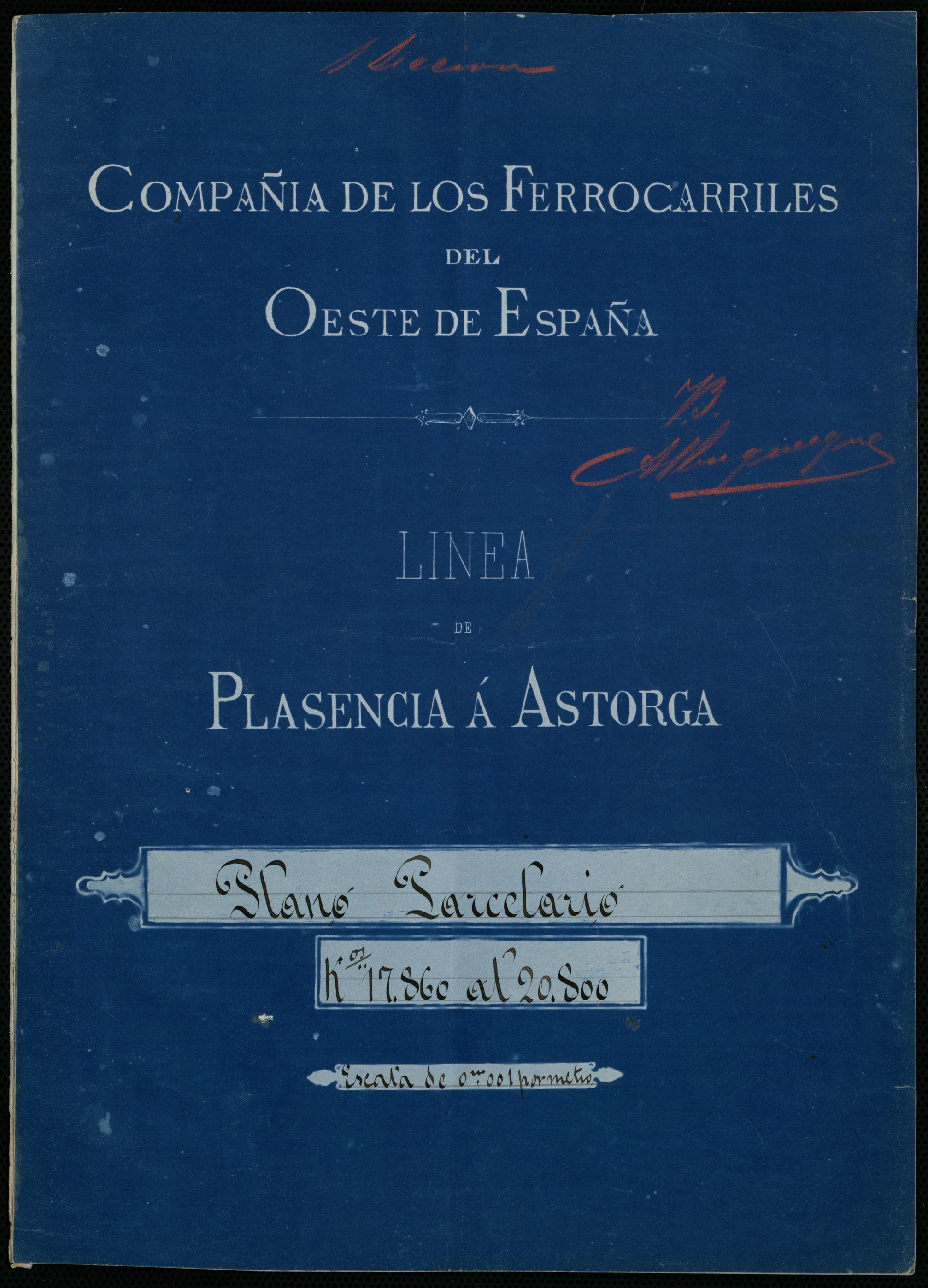 Línea de Plasencia á [sic] Astorga : plano parcelario Kº. nº 17.860 al 20.800