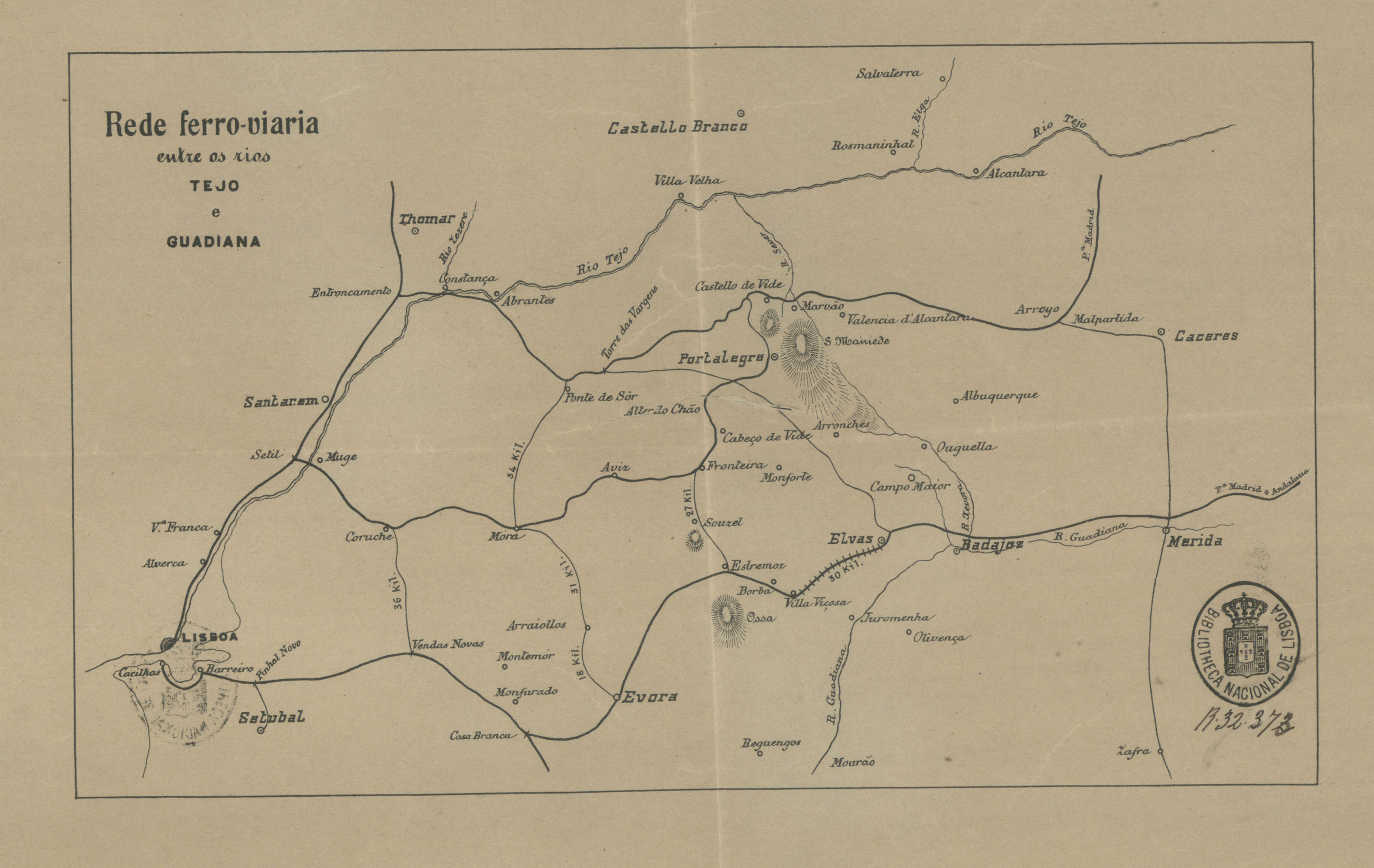 Rede ferro-viaria entre os rios Tejo e Guadiana