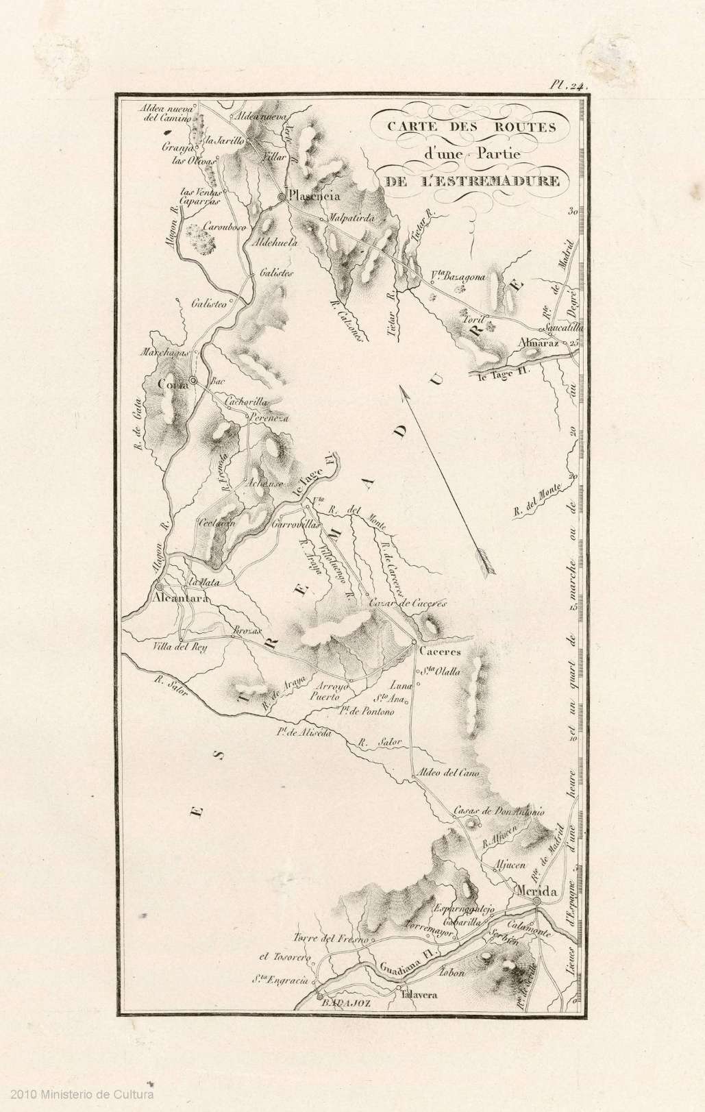 Carte des routes d`une partie de l`Estremadure