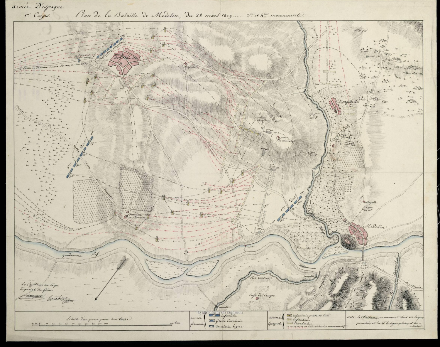 Plan de la Bataille de Medelin, du 28 mars 1809 : 3eme et 4eme mouvements