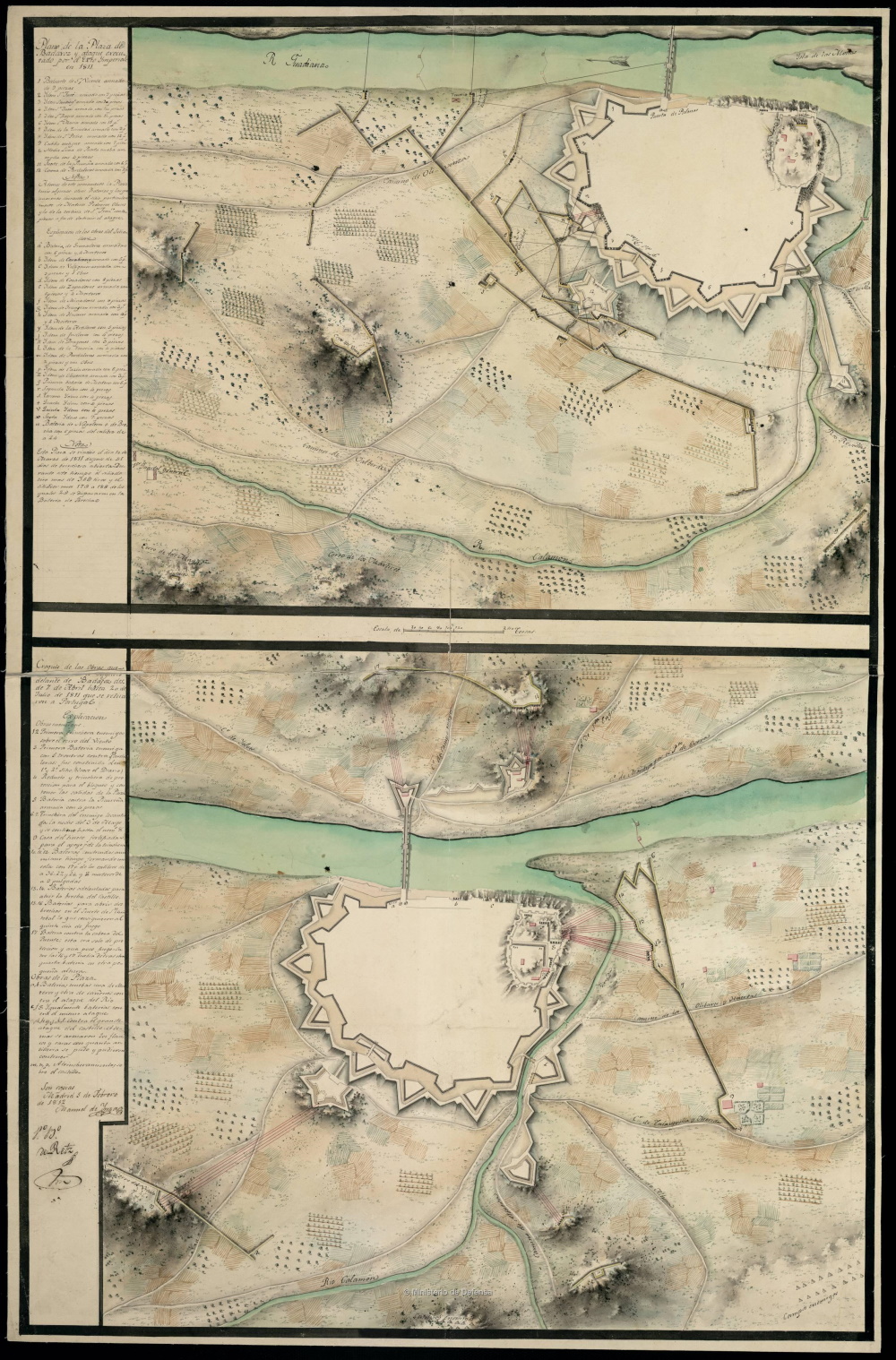 Plano de la Plaza de Badaxoz y ataque executado por el Exto. Ymperial en 1811