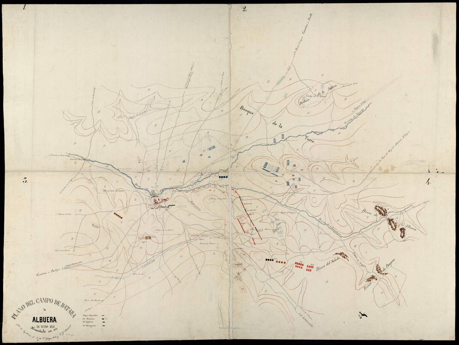 Plano del campo de batalla de Albuera : 16 mayo 1811