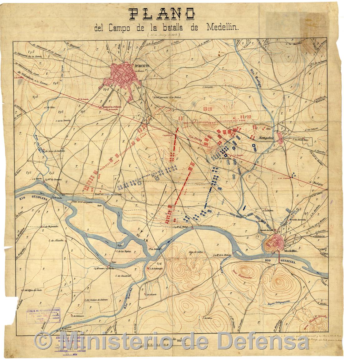 Plano del Campo de la batalla de Medellin (28 de Mayo de 1809)‎