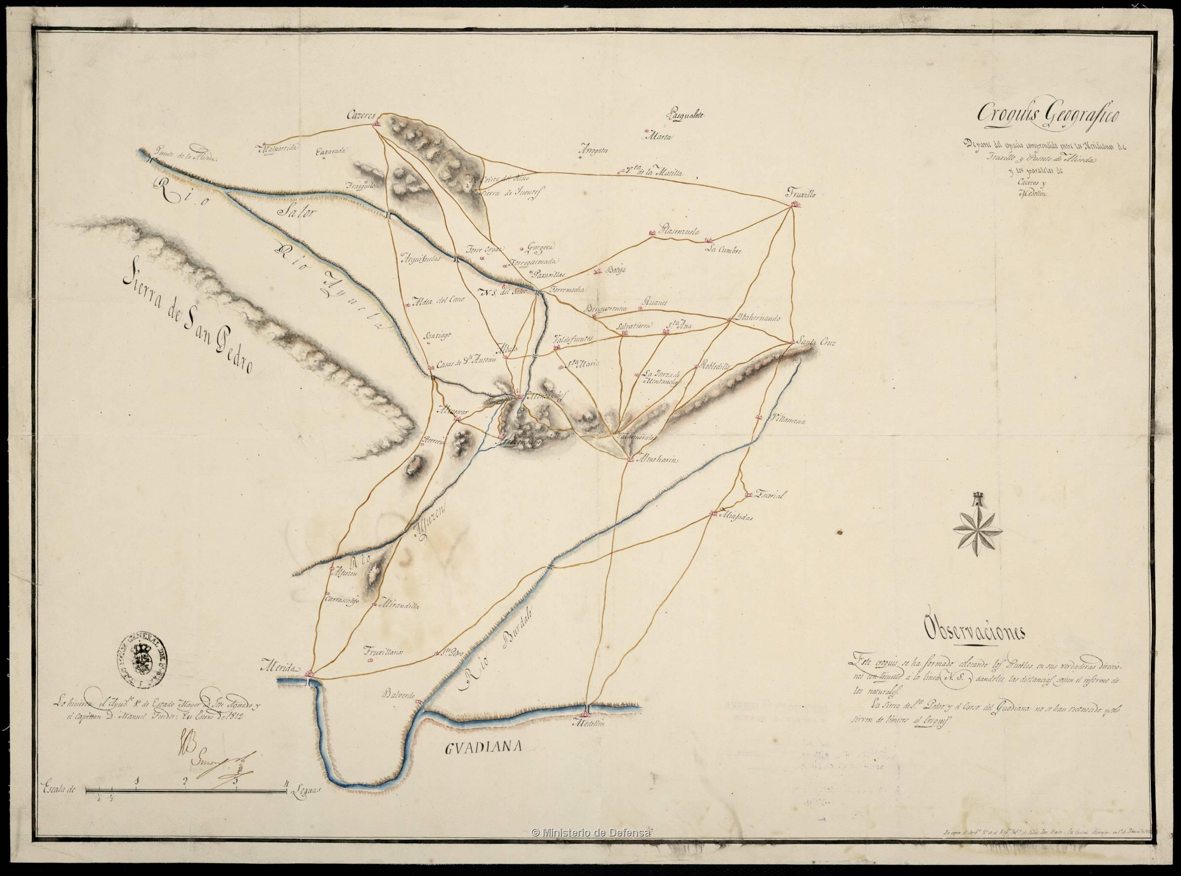 Croquis geográfico de parte del espacio comprendido entre los Meridianos de Truxillo [...]