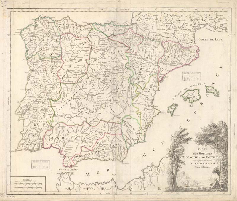 Carte des Royaumes d`Espagne et de Portugal