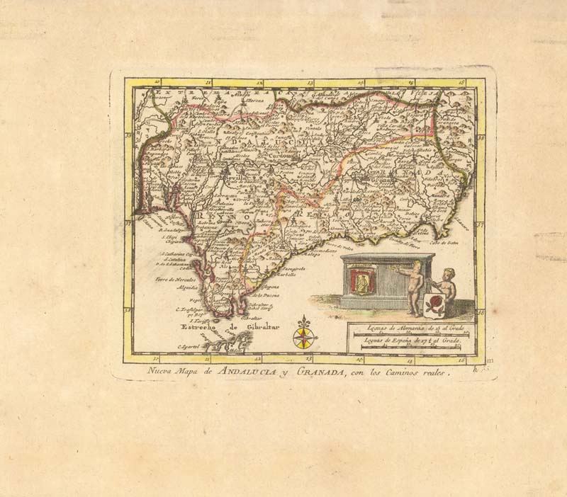 Nueva [sic] Mapa de Andalucía y Granada : con los caminos reales