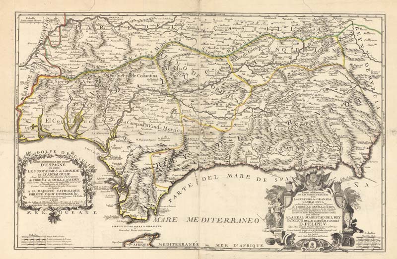 Parte Meridional de las Costas d`Españas con los Reynos de Granada y Andalucia y poblaciones de los 
