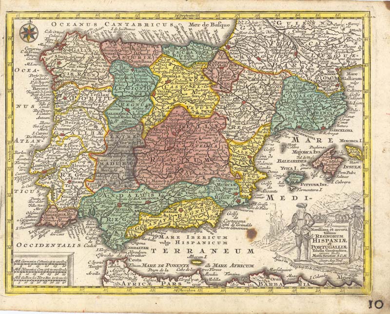Novissima et accuratissima Regnorum Hispaniae et Portugalliae Tabella Geographica
