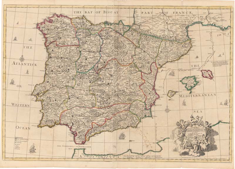 A correct map of Spain and Portugal According to the newest observations and discoveries comunicated