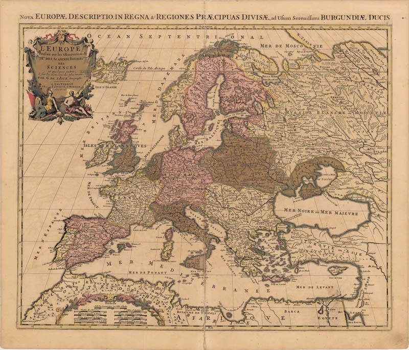 L`Europe dressée sur les observations de M. de l`Academie Royale des Sciences [...]