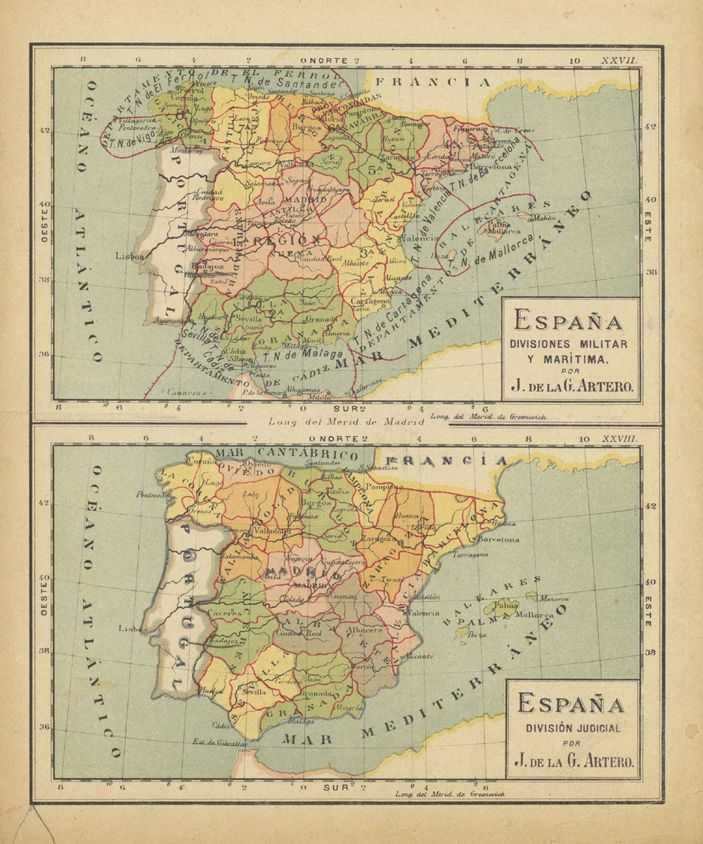 España : divisiones militar y marítima; España : división judicial