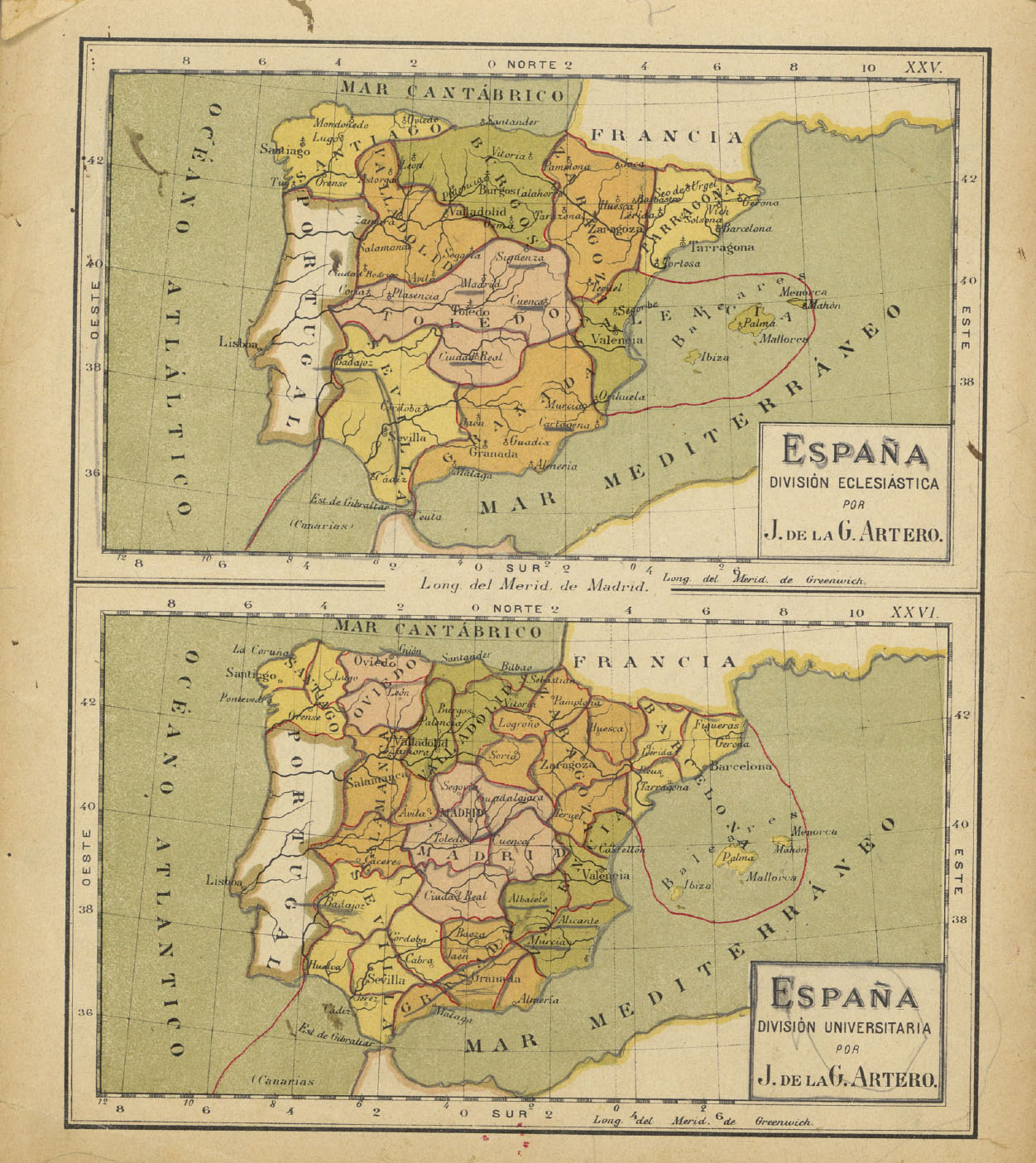 España : division eclesiástica; España : división universitaria