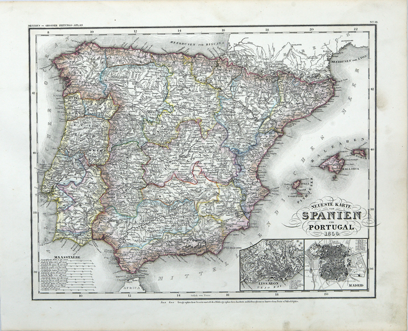 Neueste Karte von Spanien und Portugal