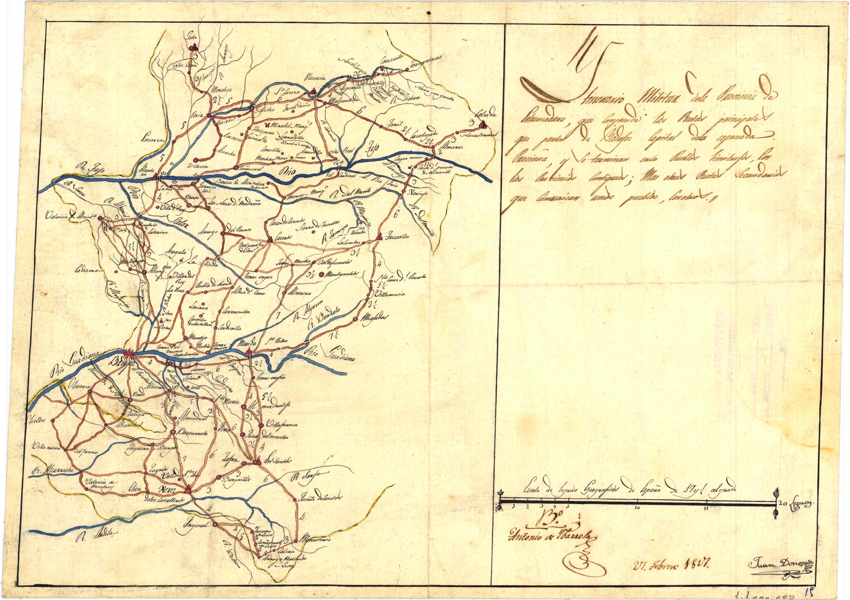 Ytinerario militar de la provincia de Extremadura, que comprende las rutas principales [...]