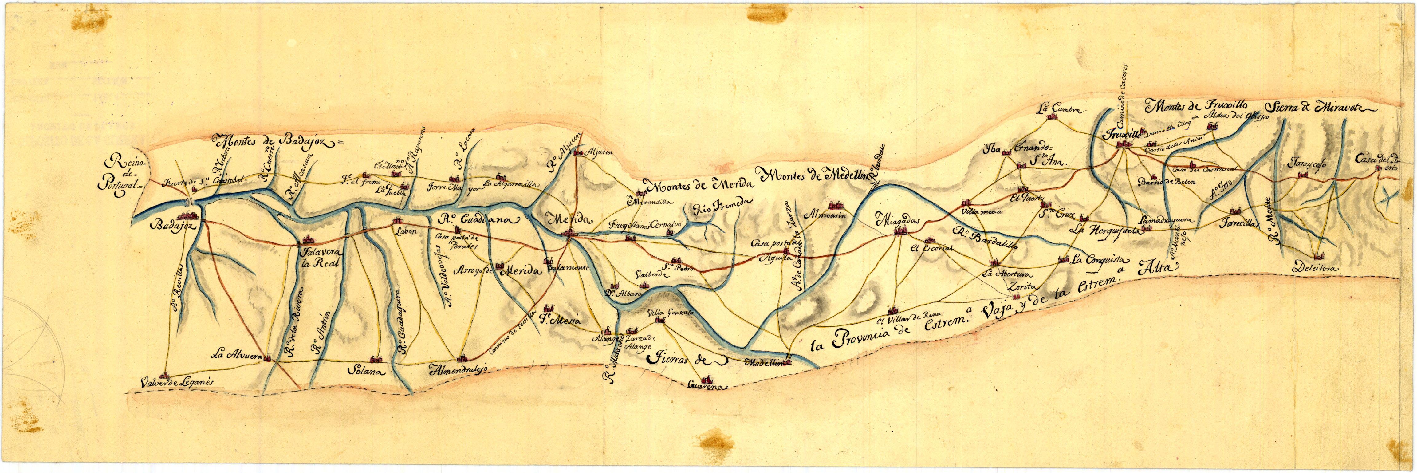 [Croquis itinerario de una parte de Extremadura...]