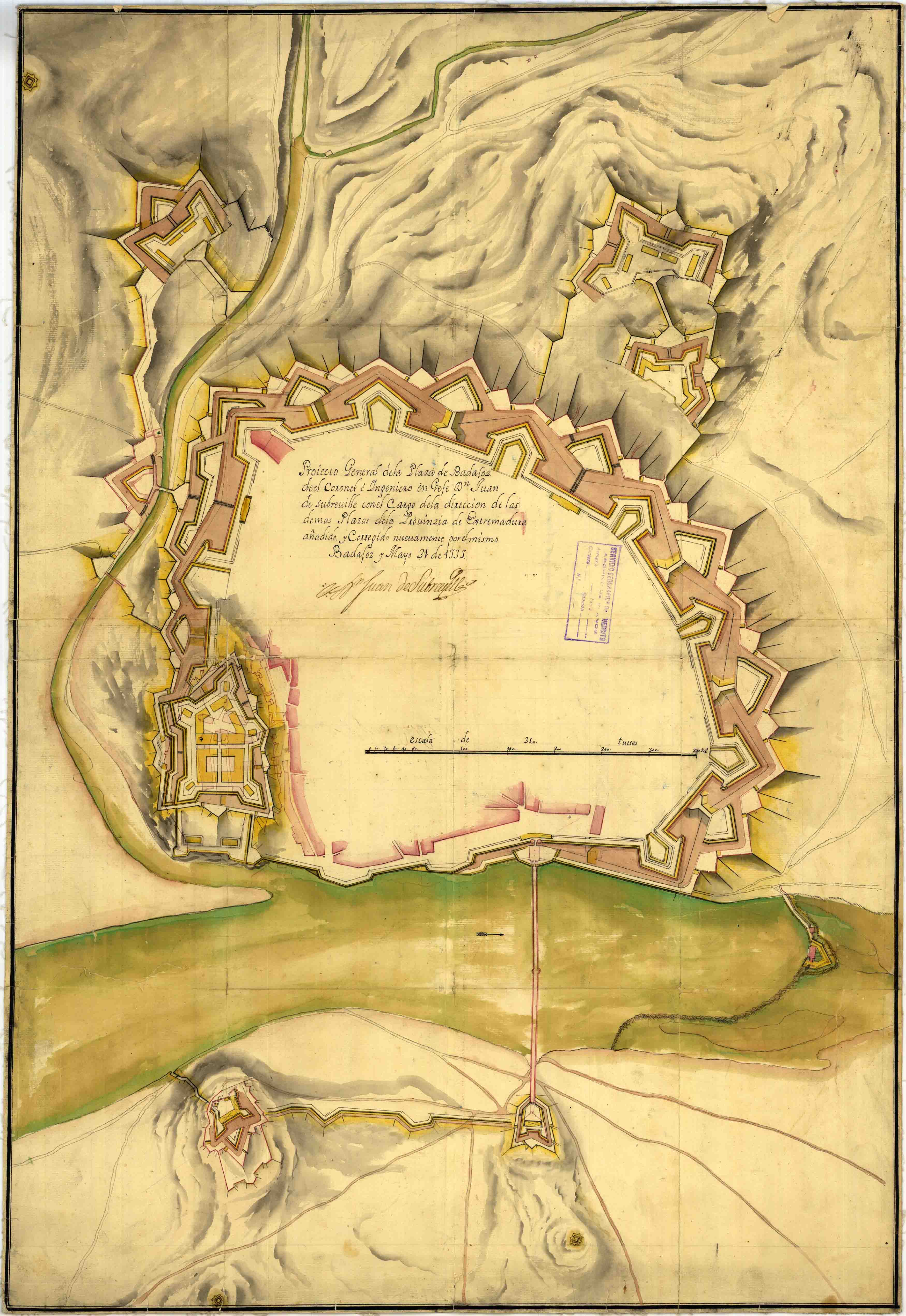 Proiecto, General de la Plaza de Badajoz del Coronel e Yngeniero en Gefe Dn. Juan de Subreville 