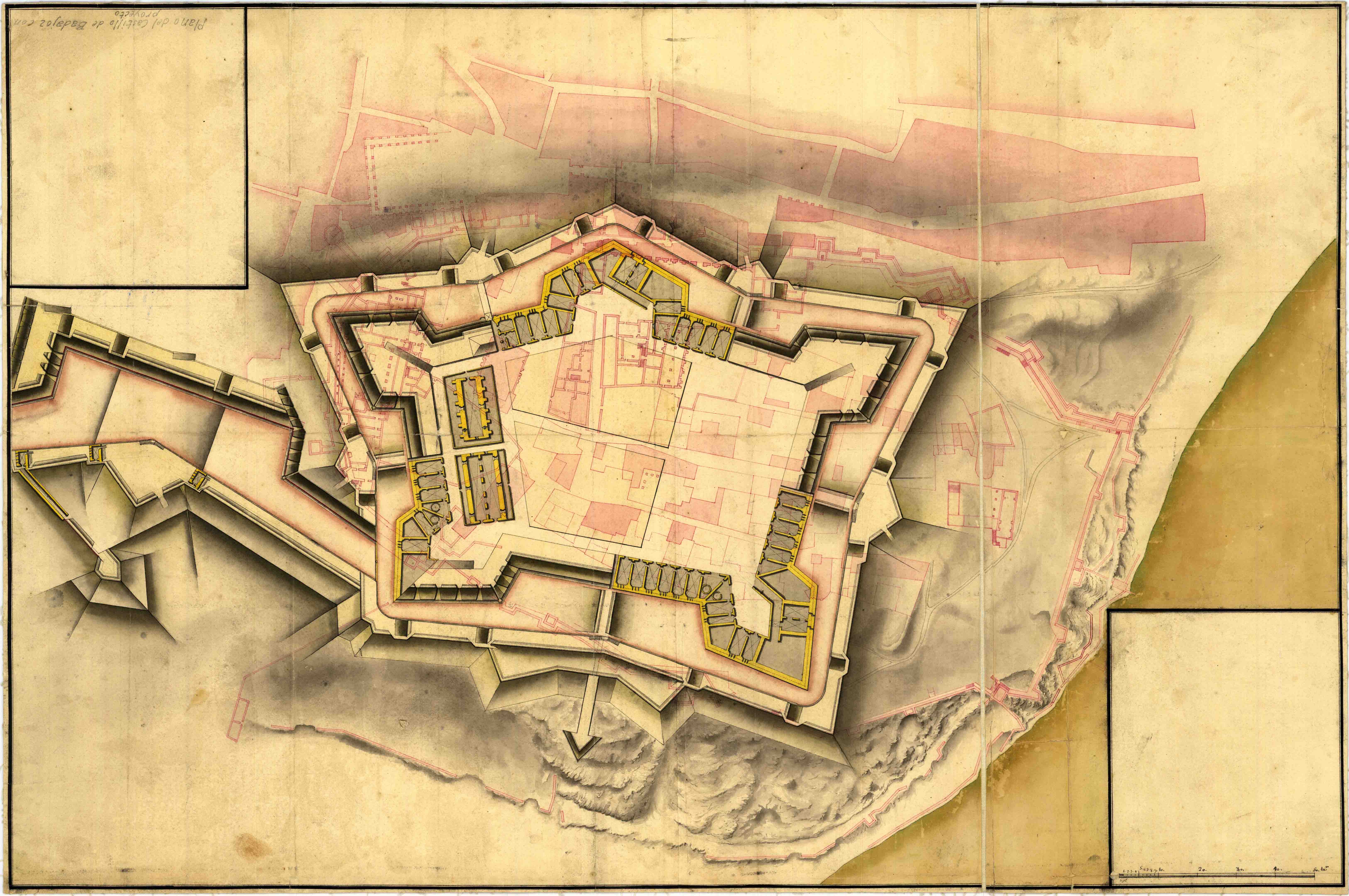Plano del Castillo de Badajoz con proyecto