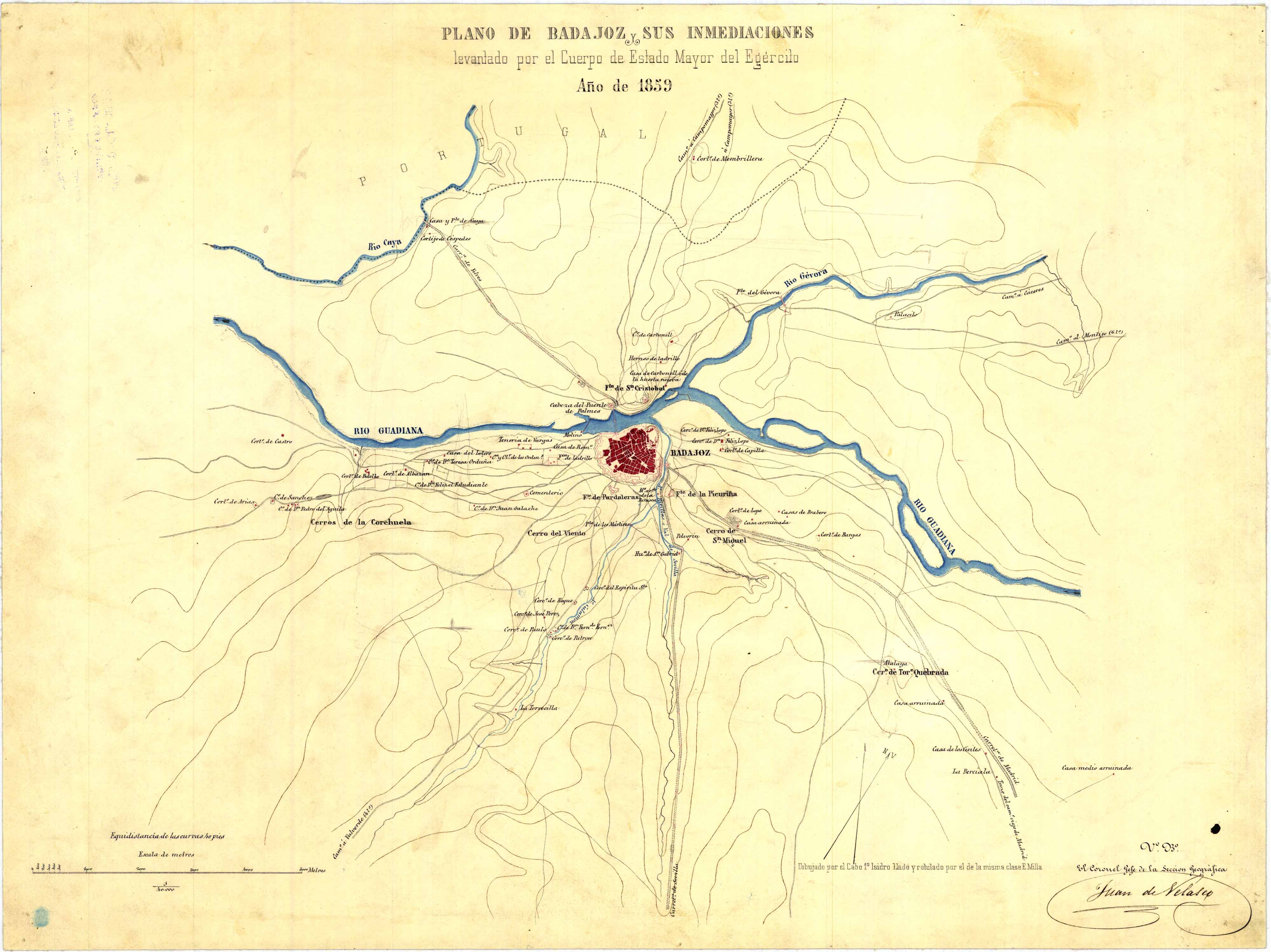 Plano de Badajoz y sus inmediaciones