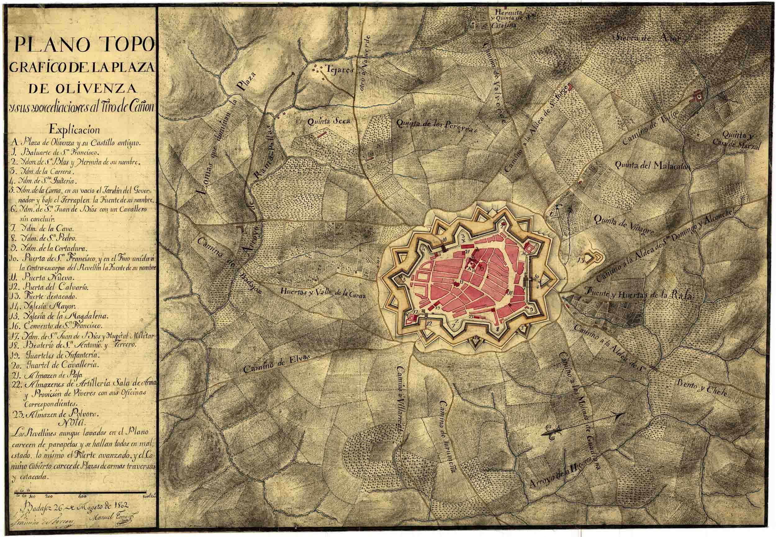 Plano topografico de la plaza de Olivenza