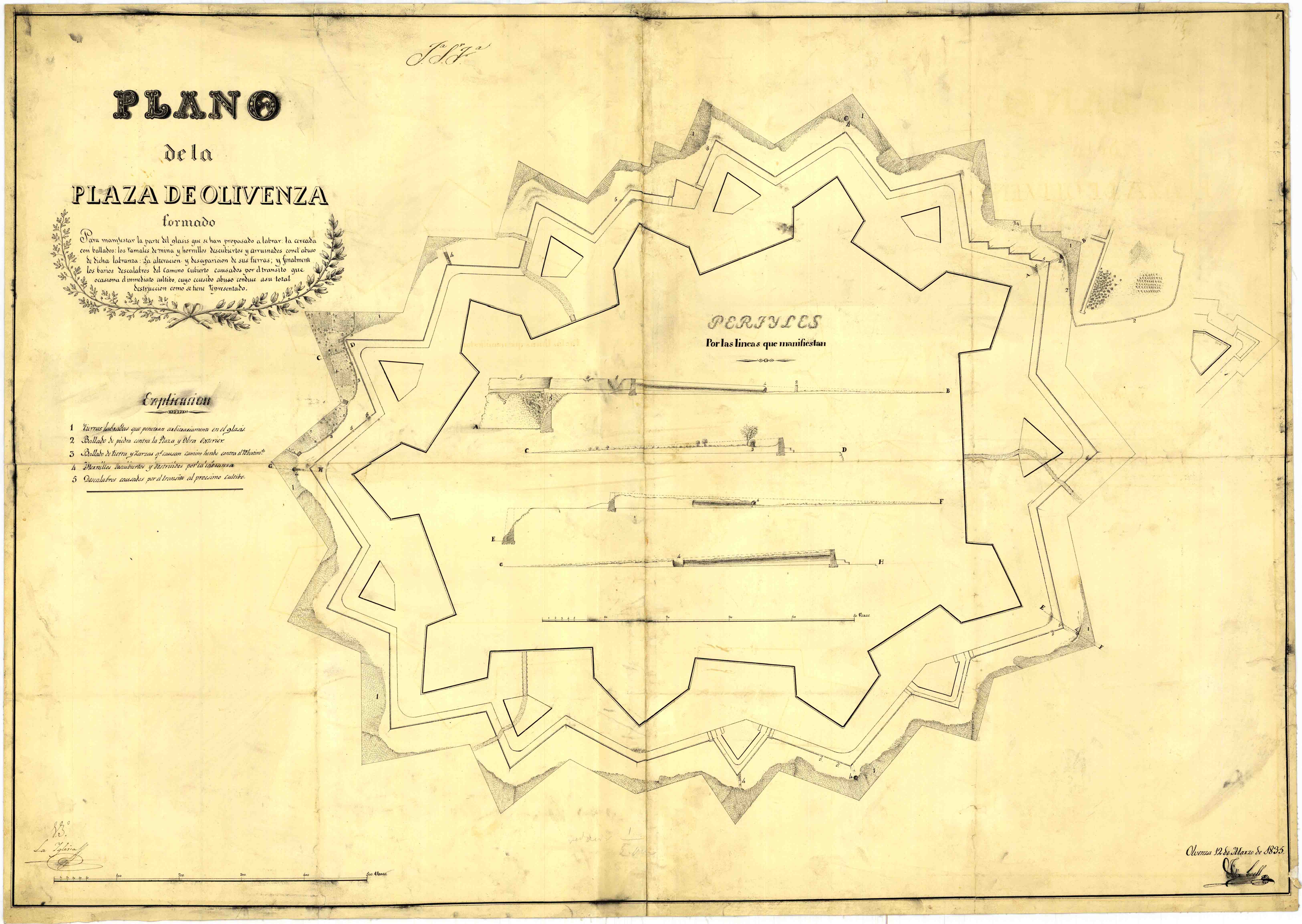 Plano de la plaza de Olivenza : formado para manifestar la parte del glasis [...]