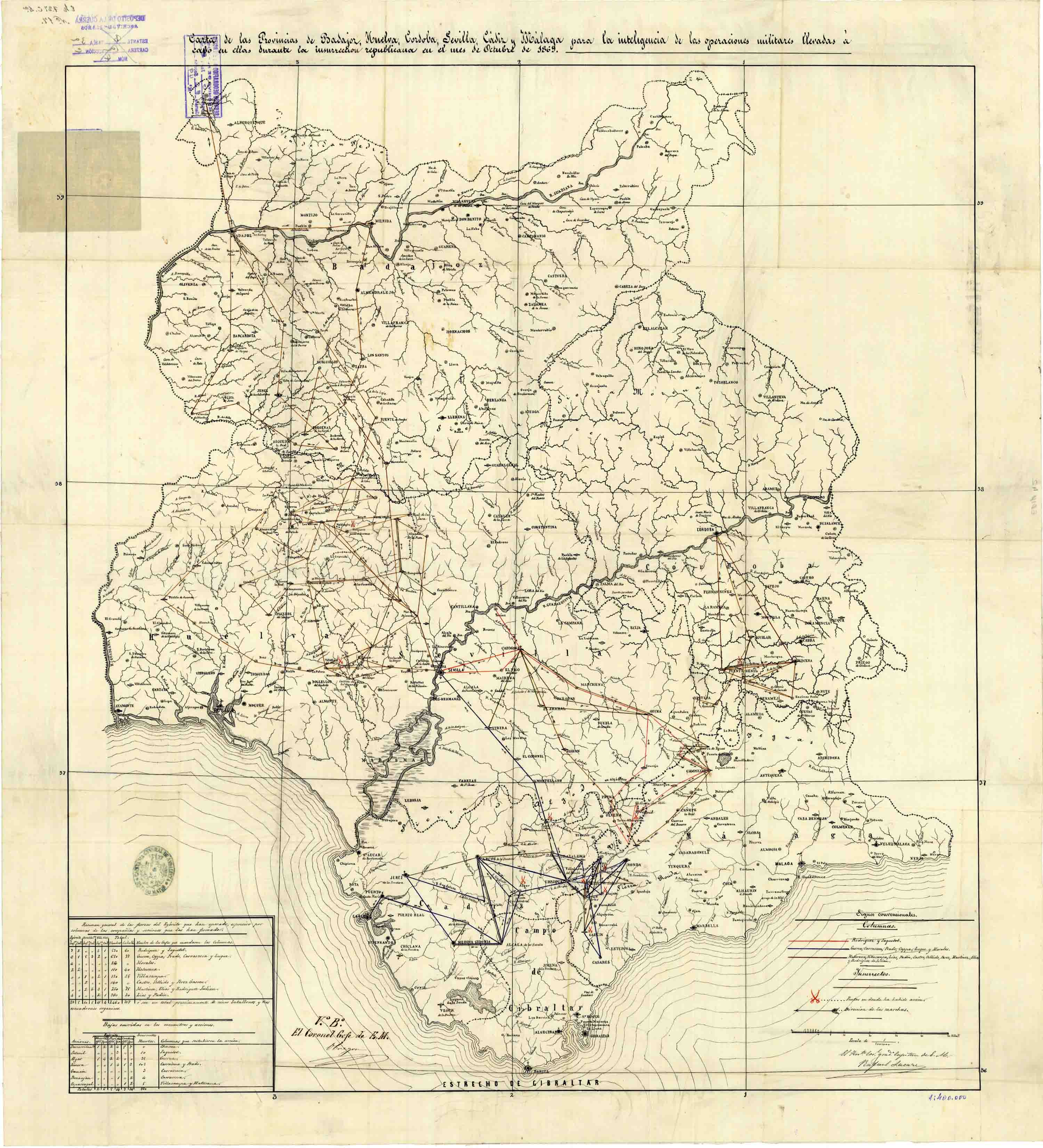 Carta de las Provincias de Badajoz, Huelva, Córdoba, Sevilla, Cádiz y Málaga [...]