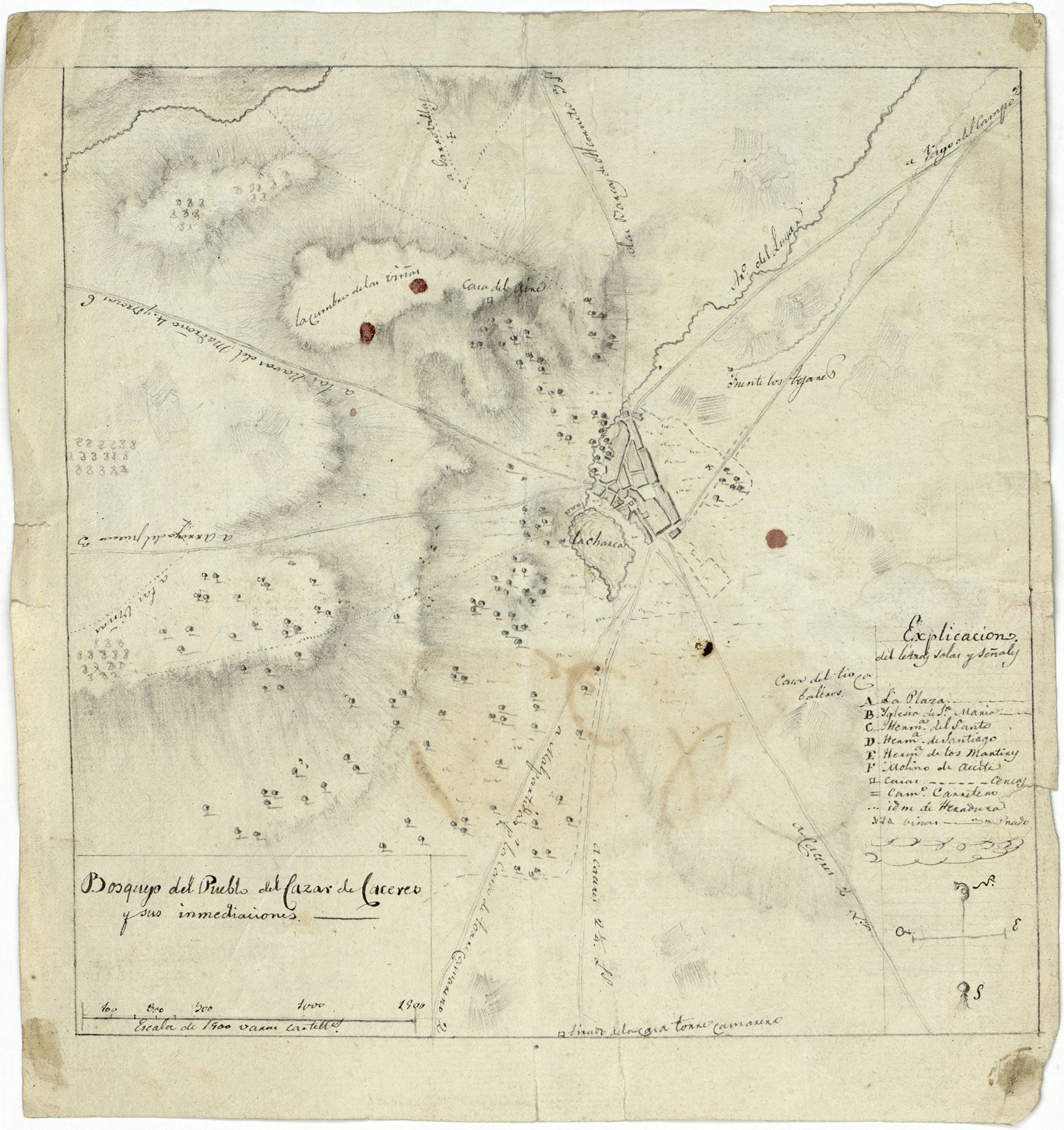 Bosquejo del Pueblo del Cazar de Cáceres y sus inmediaciones