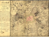 Plano topografico de la plaza de Olyvenza : y sus contornos, hasta tiro de Cañon